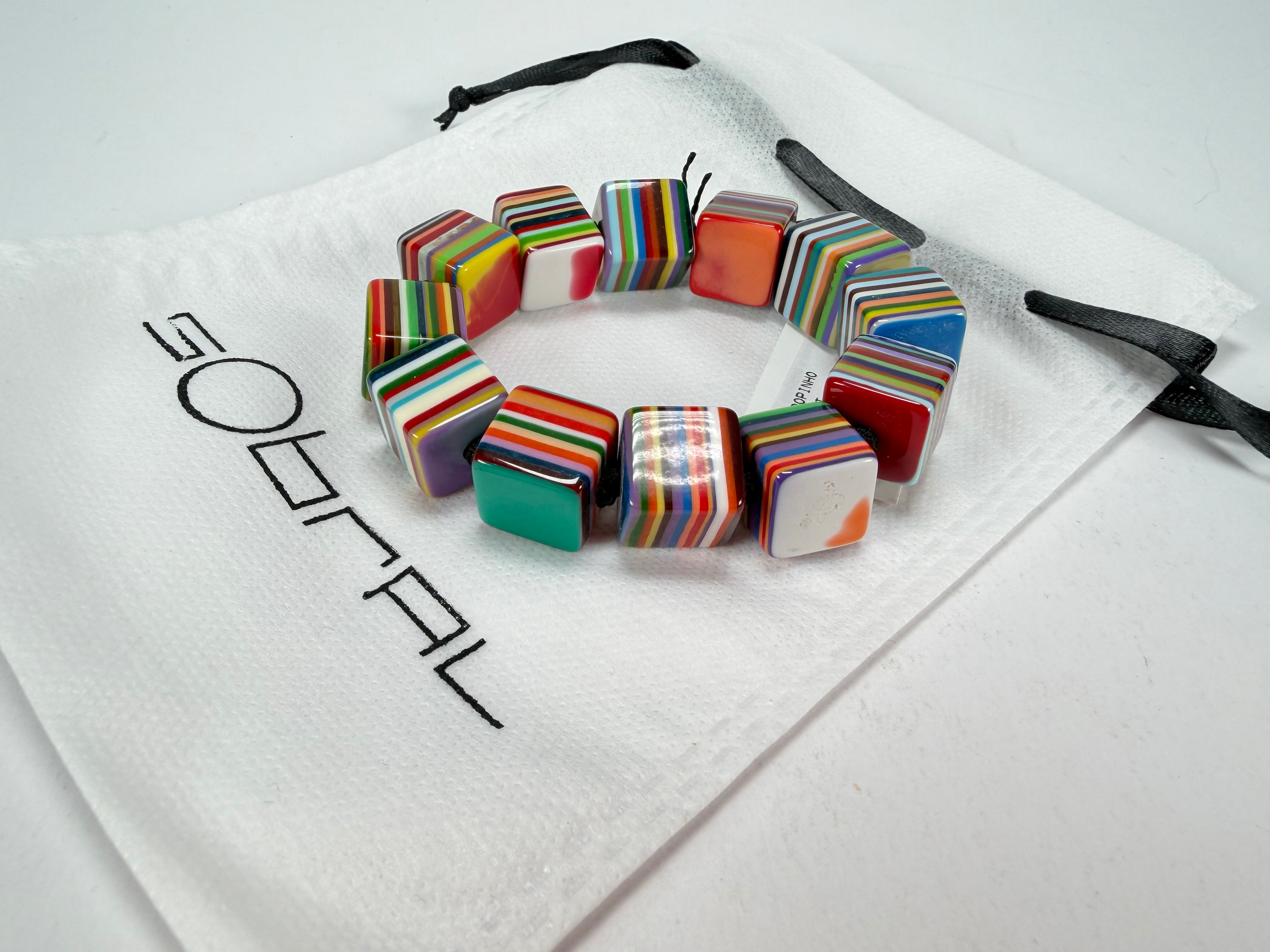Sobral - Pop Art "Popinho" Small Cubes Elasticated Resin Bracelet ( 000224 )
