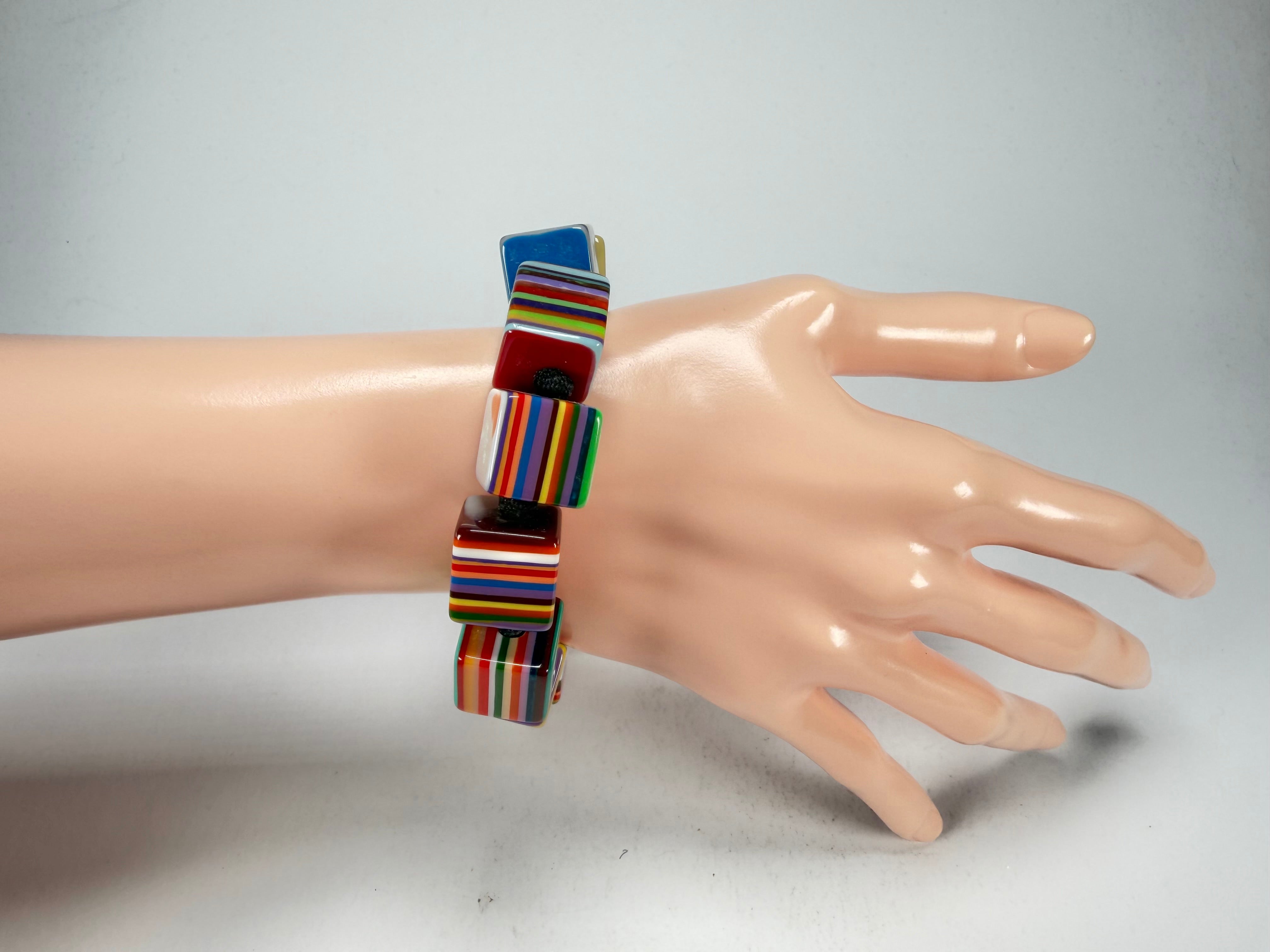 Sobral - Pop Art "Popinho" Small Cubes Elasticated Resin Bracelet ( 000224 )