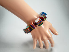 Sobral - Pop Art "Popinho" Small Cubes Elasticated Resin Bracelet ( 000224 )