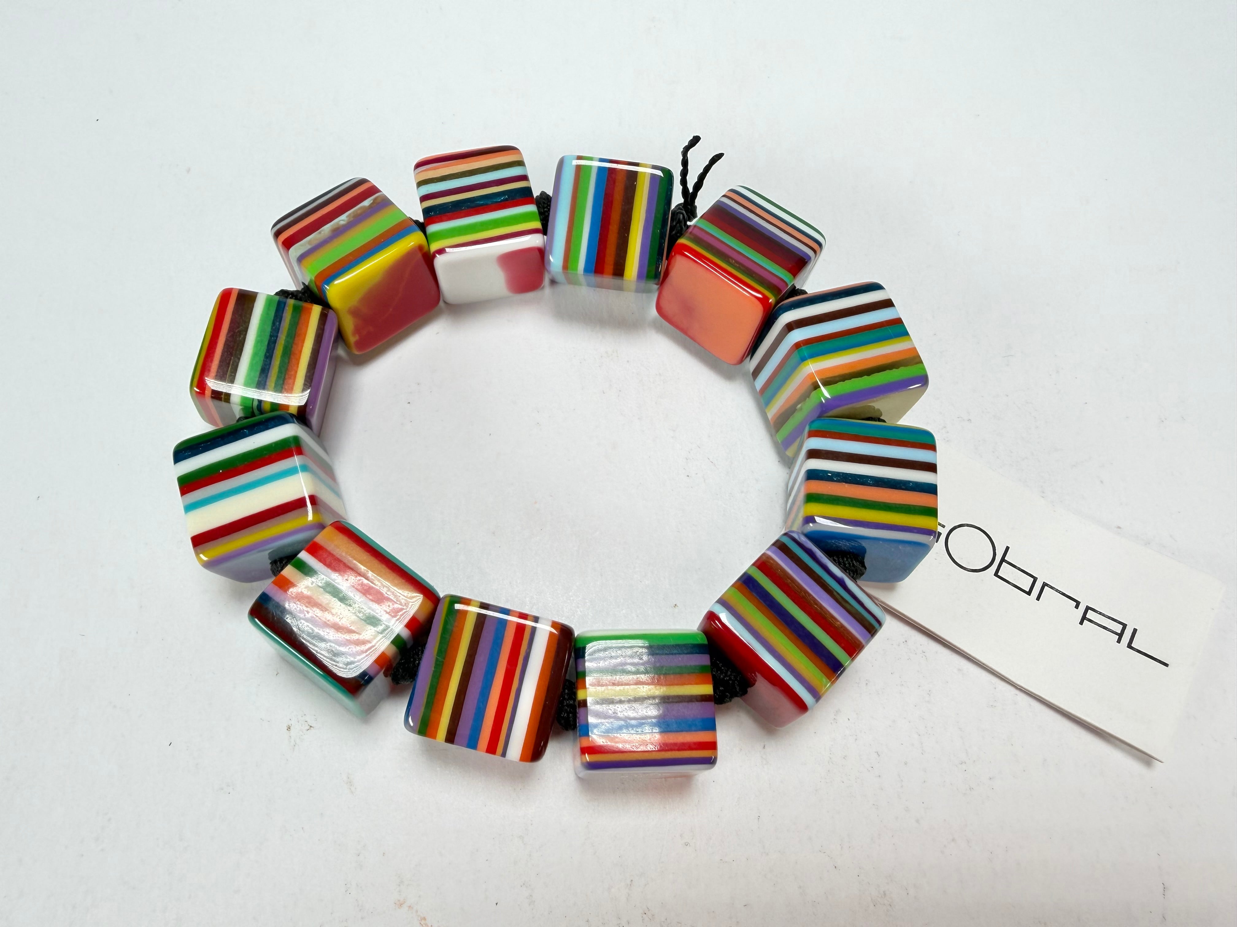 Sobral - Pop Art "Popinho" Small Cubes Elasticated Resin Bracelet ( 000224 )