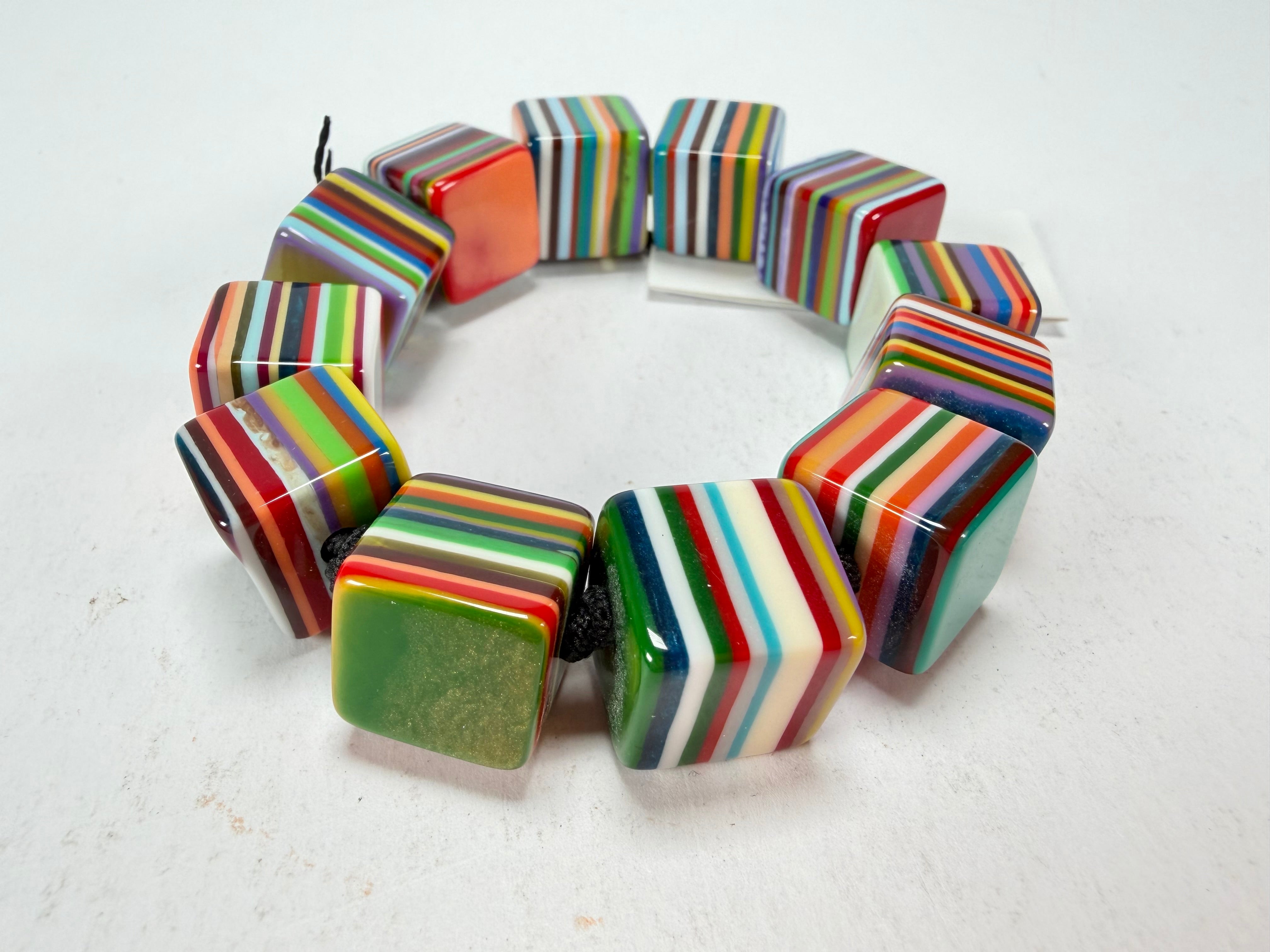 Sobral - Pop Art "Popinho" Small Cubes Elasticated Resin Bracelet ( 000224 )