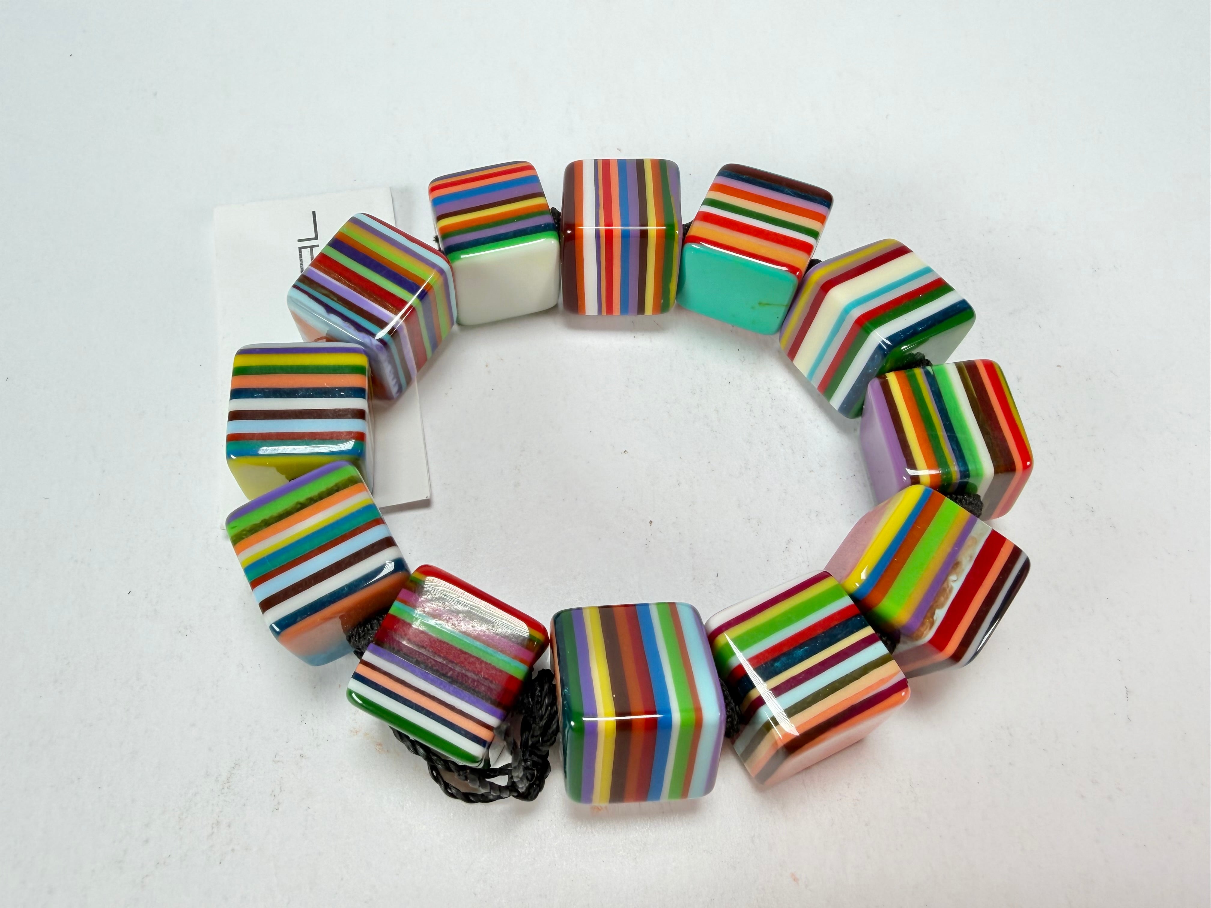 Sobral - Pop Art "Popinho" Small Cubes Elasticated Resin Bracelet ( 000224 )