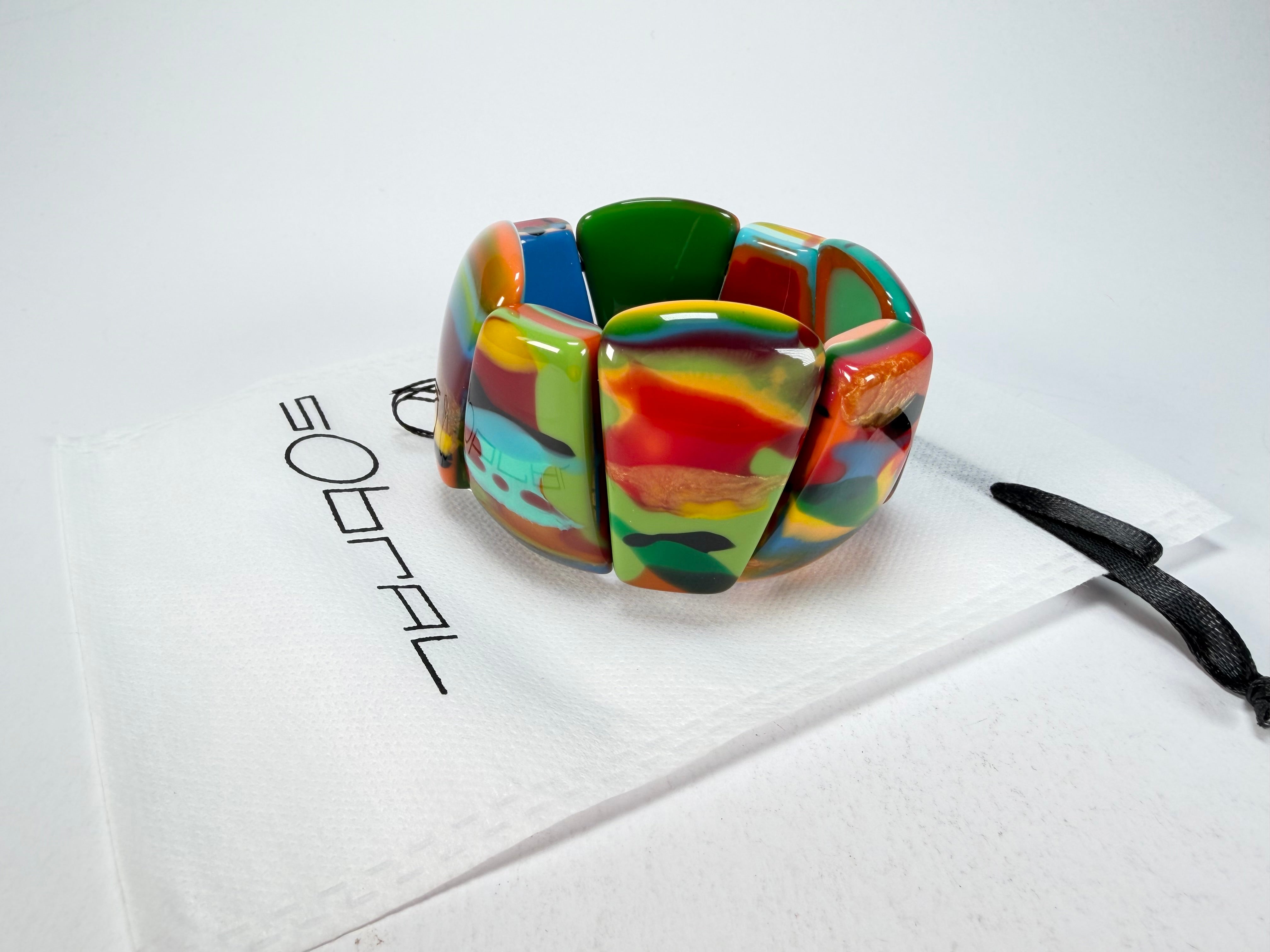 Sobral - Multi-Colour "Rimla" K Elasticated Resin Bracelet ( 004498 )