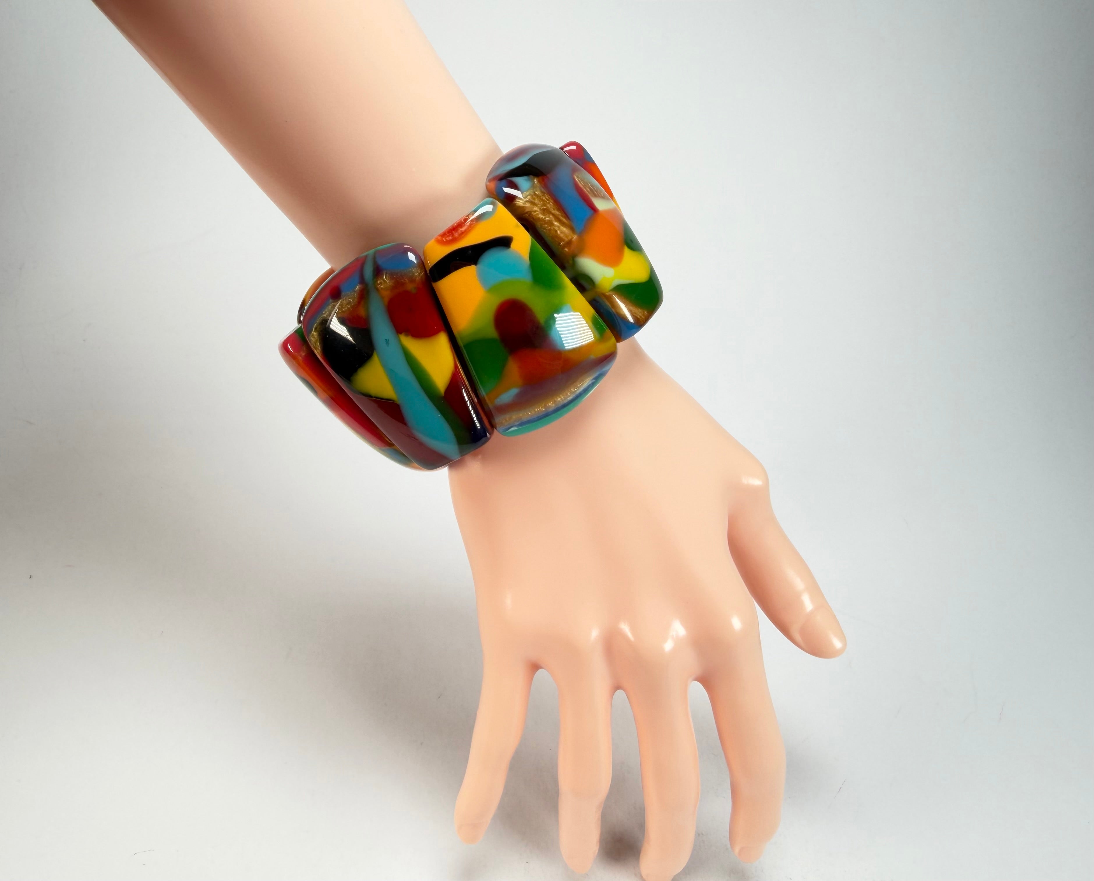 Sobral - Multi-Colour "Rimla" K Elasticated Resin Bracelet ( 004498 )