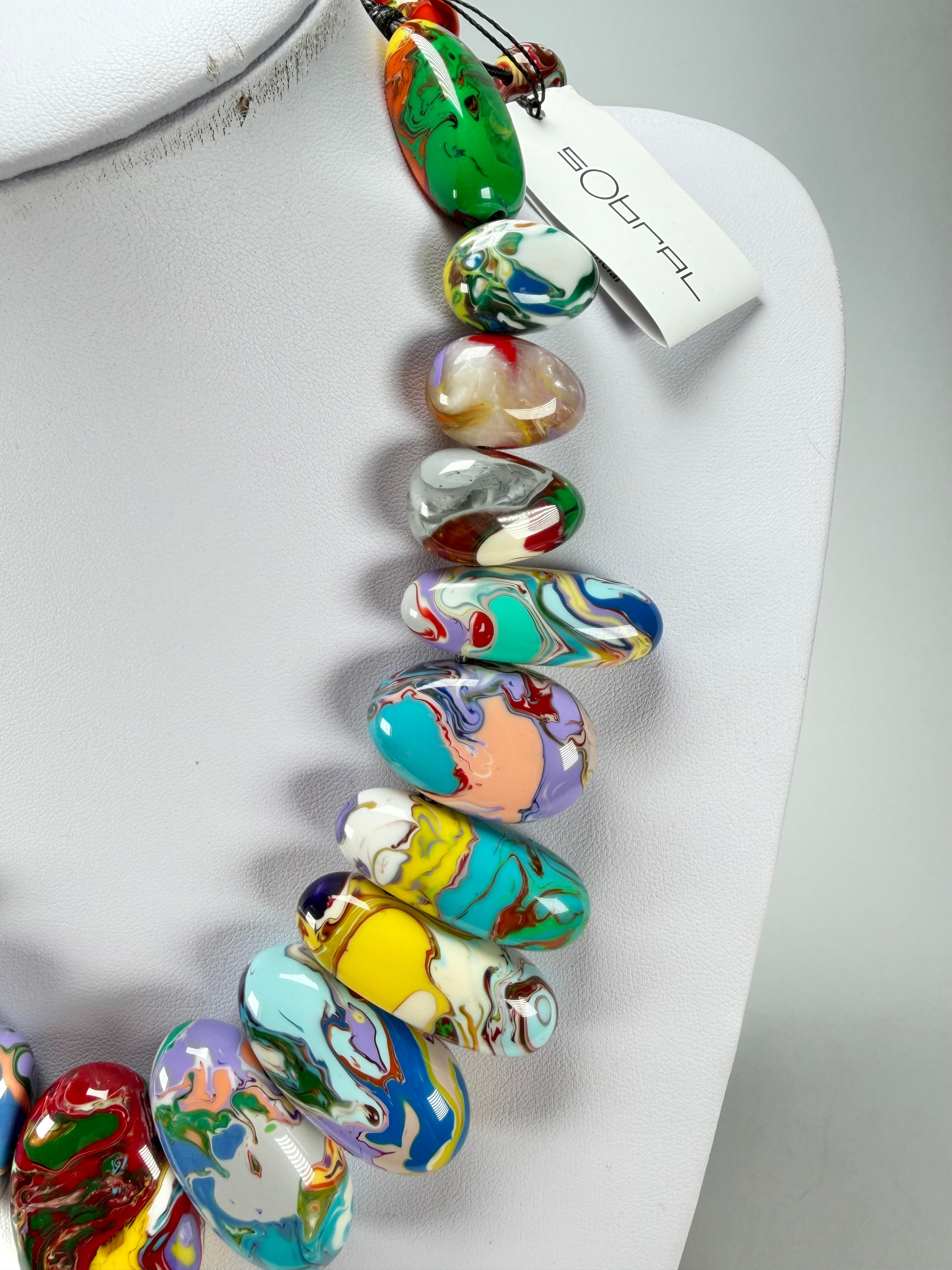 Sobral - Multi-Colour "Monica Efeitos" Pollock Resin Necklace ( 005412 )