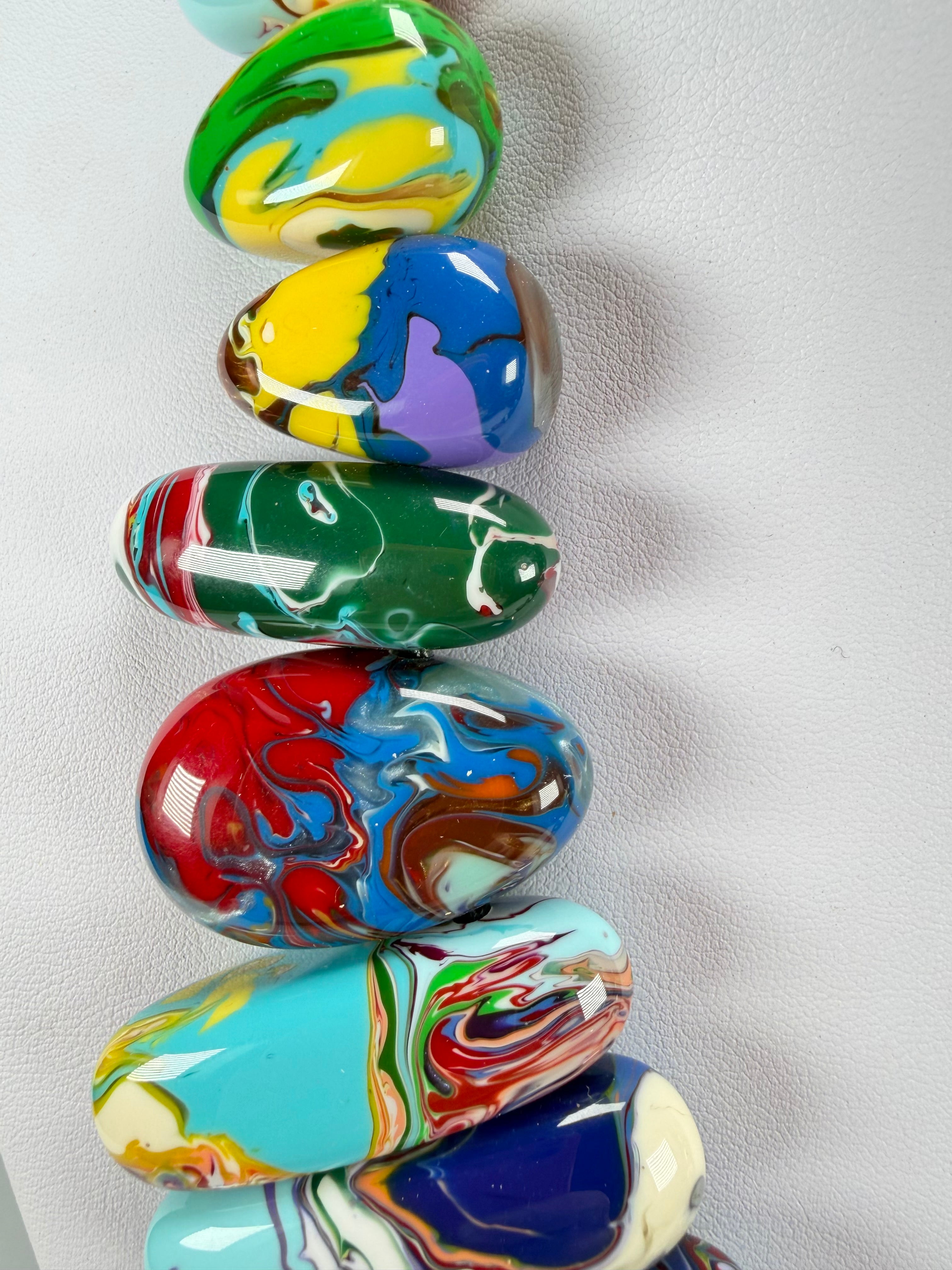 Sobral - Multi-Colour "Monica Efeitos" Pollock Resin Necklace ( 005412 )