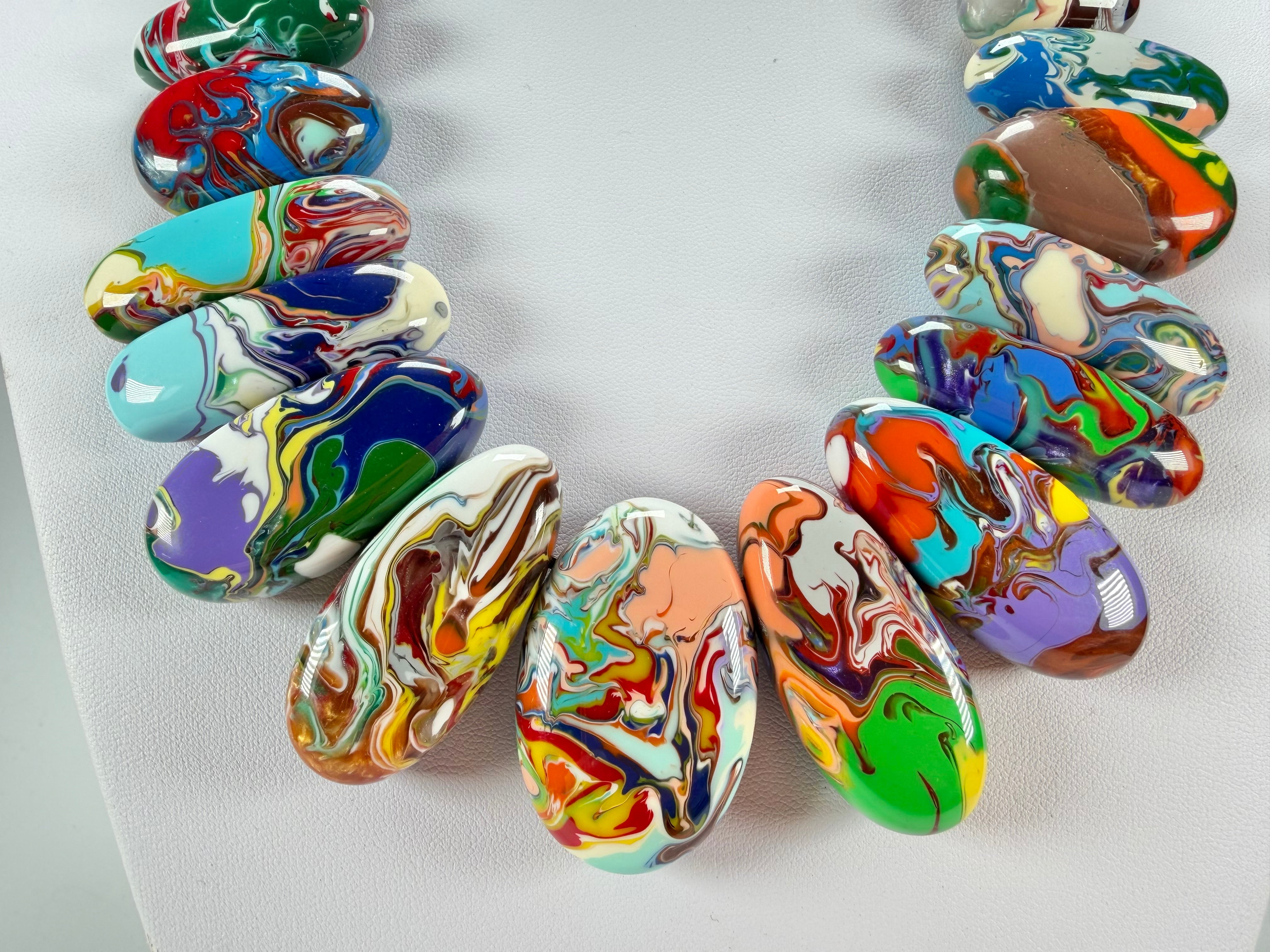 Sobral - Multi-Colour "Monica Efeitos" Pollock Resin Necklace ( 005412 )