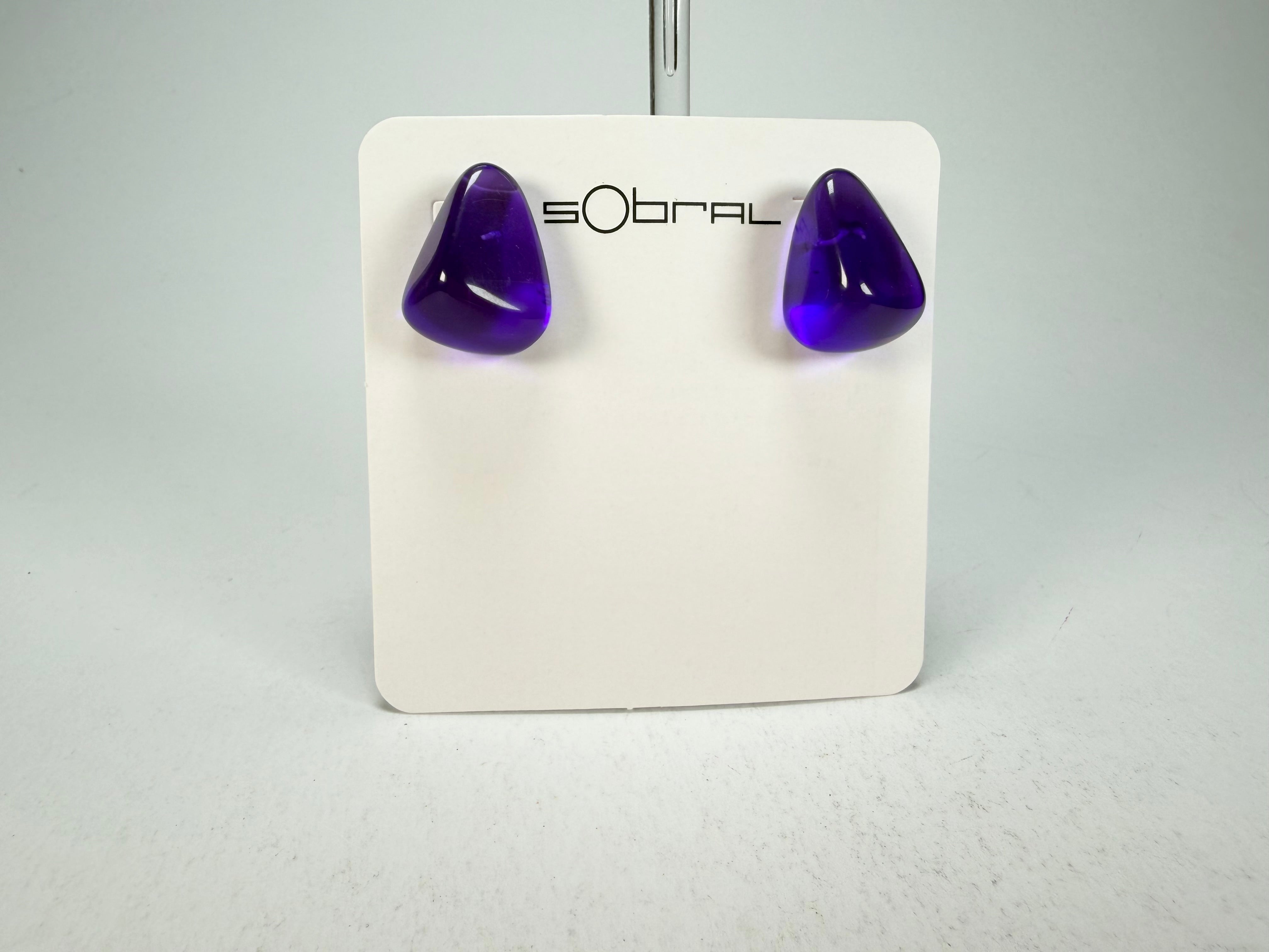 Sobral - Mix 2023 "Pequeno Diamante" Violet Cristal Resin Earrings ( 003600 )
