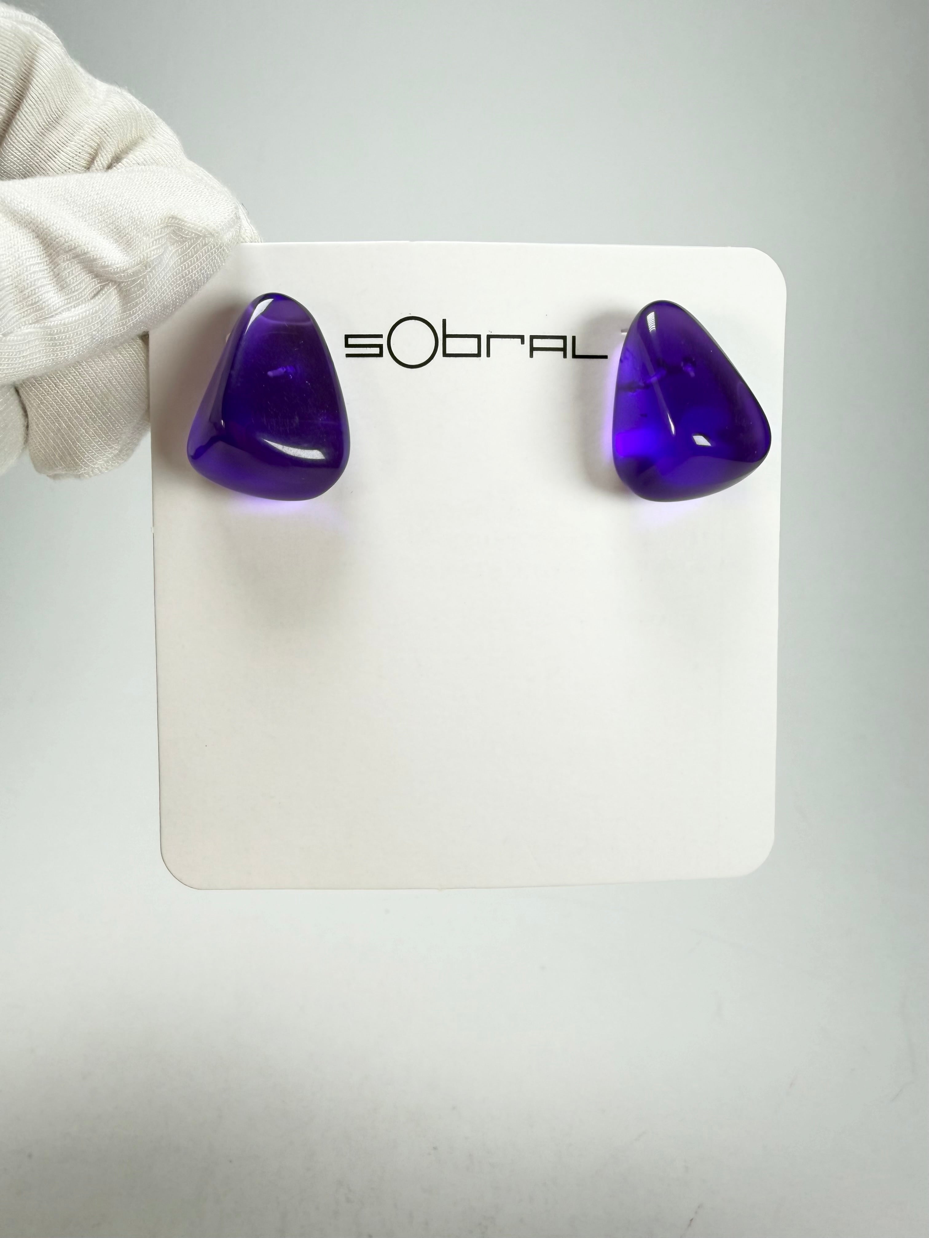 Sobral - Mix 2023 "Pequeno Diamante" Violet Cristal Resin Earrings ( 003600 )