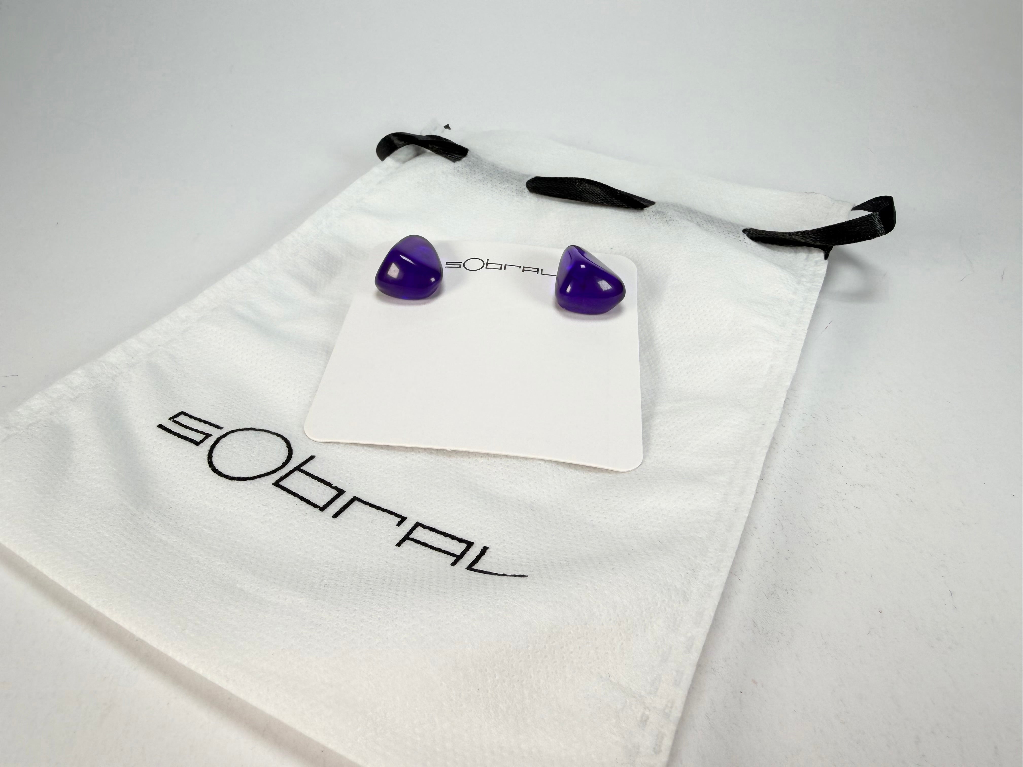 Sobral - Mix 2023 "Pequeno Diamante" Violet Cristal Resin Earrings ( 003600 )