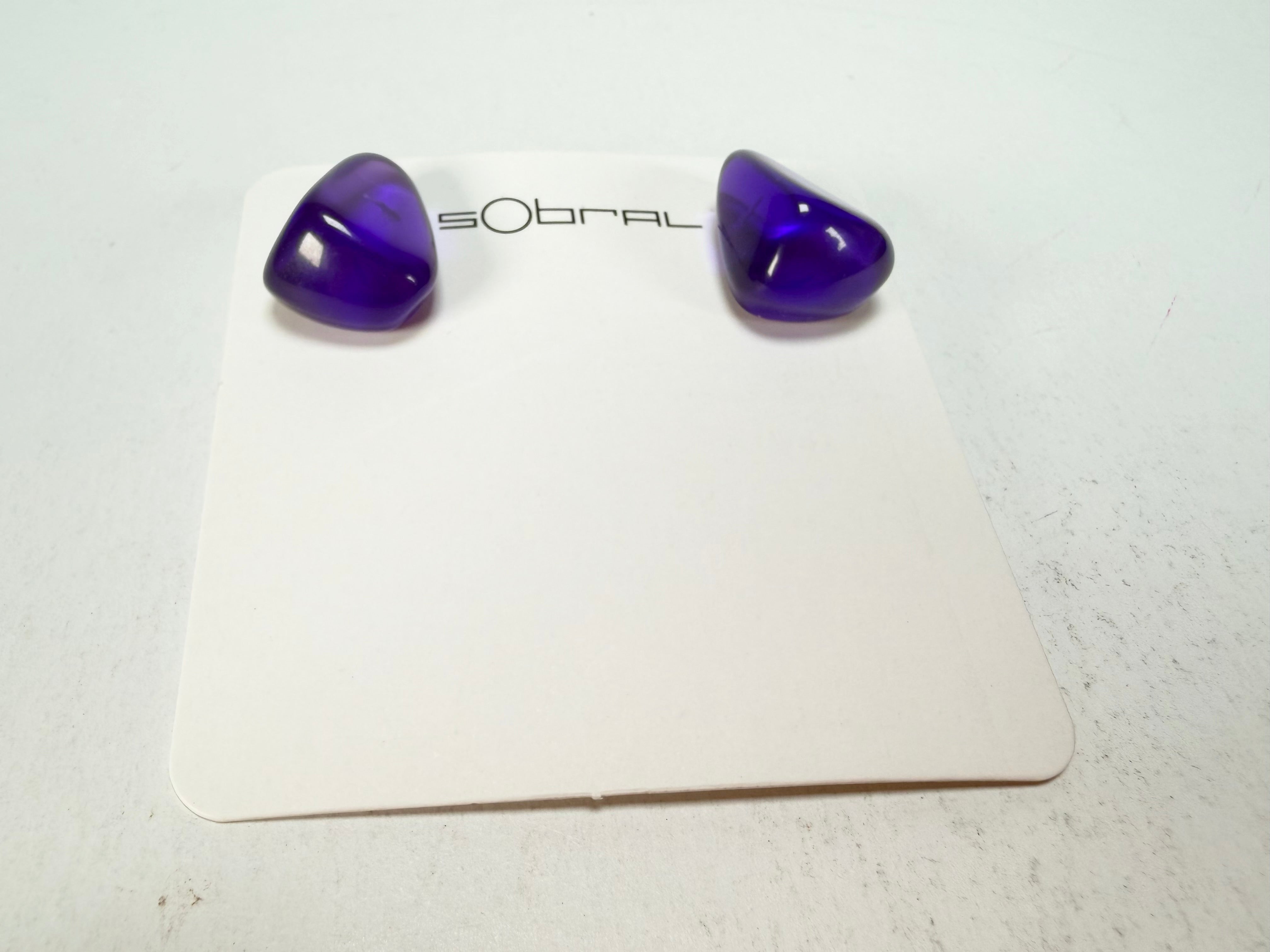 Sobral - Mix 2023 "Pequeno Diamante" Violet Cristal Resin Earrings ( 003600 )