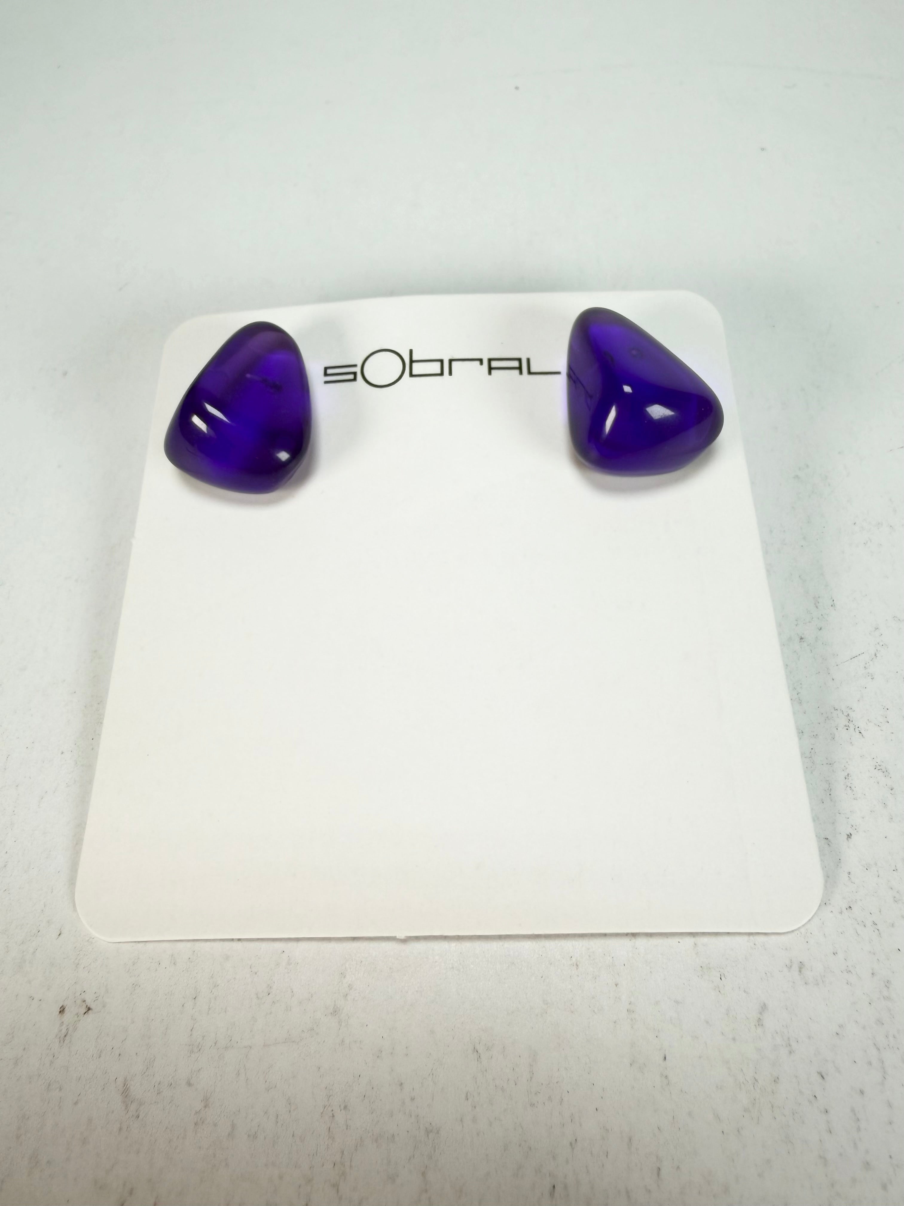 Sobral - Mix 2023 "Pequeno Diamante" Violet Cristal Resin Earrings ( 003600 )