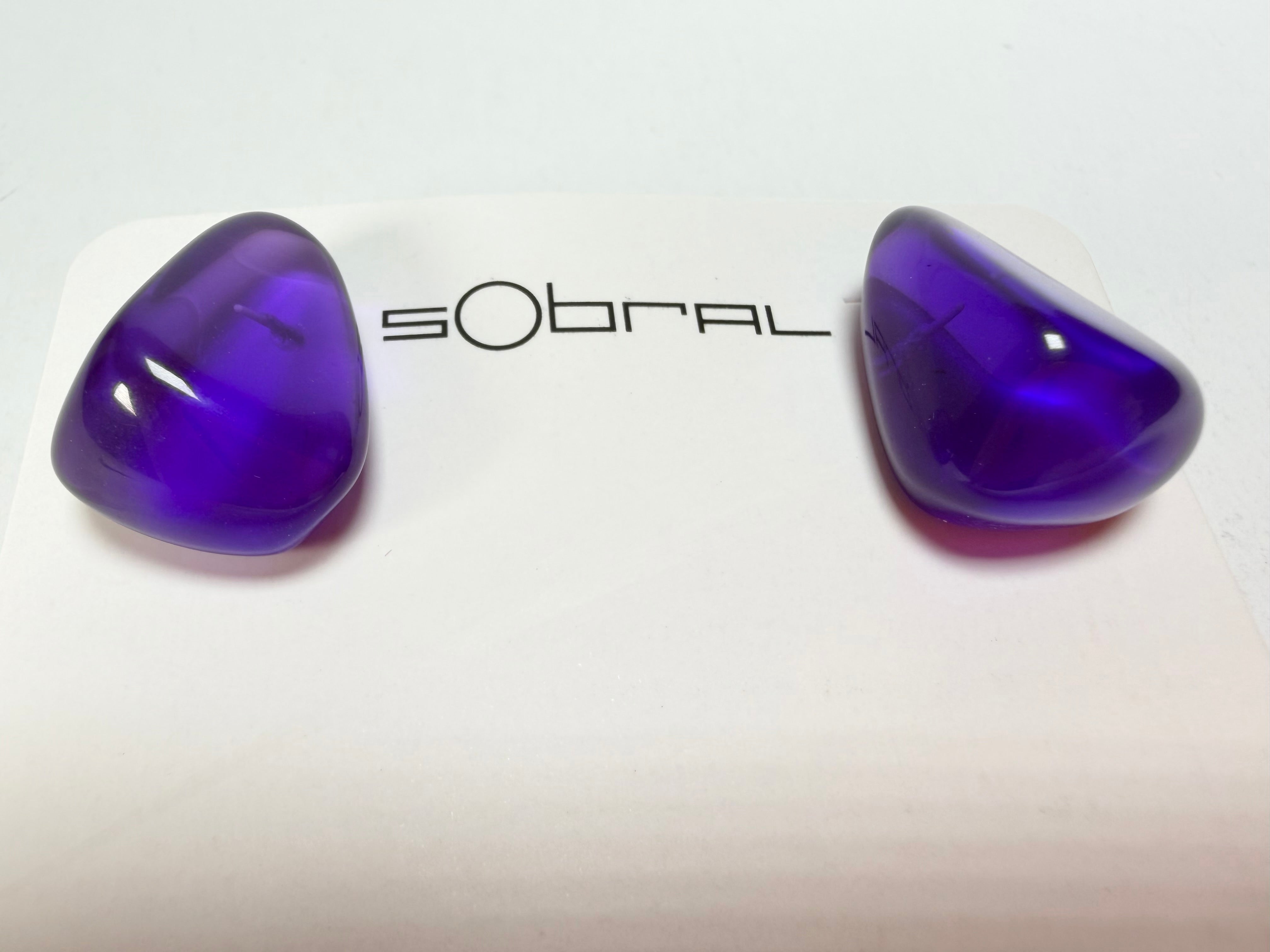 Sobral - Mix 2023 "Pequeno Diamante" Violet Cristal Resin Earrings ( 003600 )