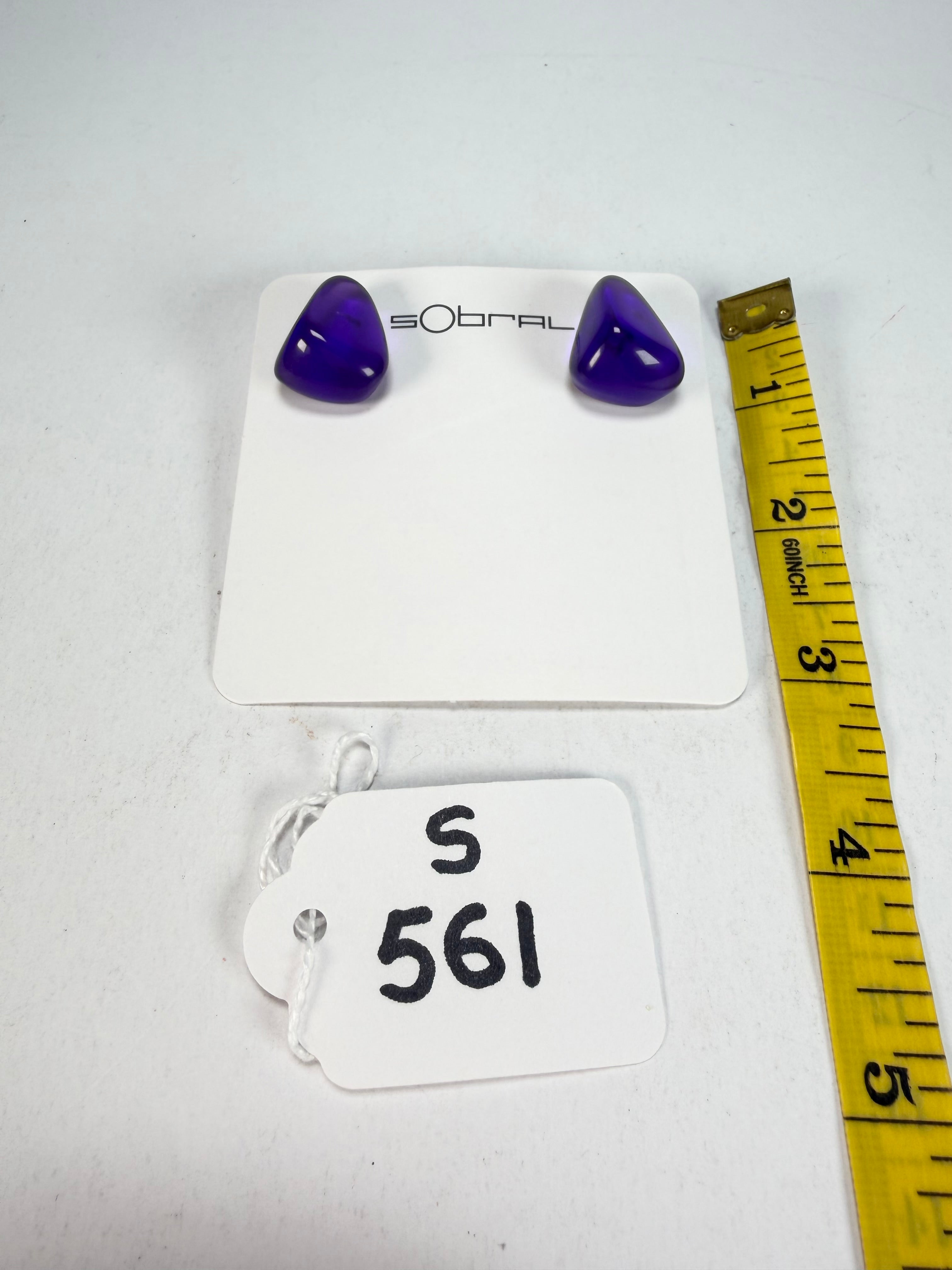 Sobral - Mix 2023 "Pequeno Diamante" Violet Cristal Resin Earrings ( 003600 )