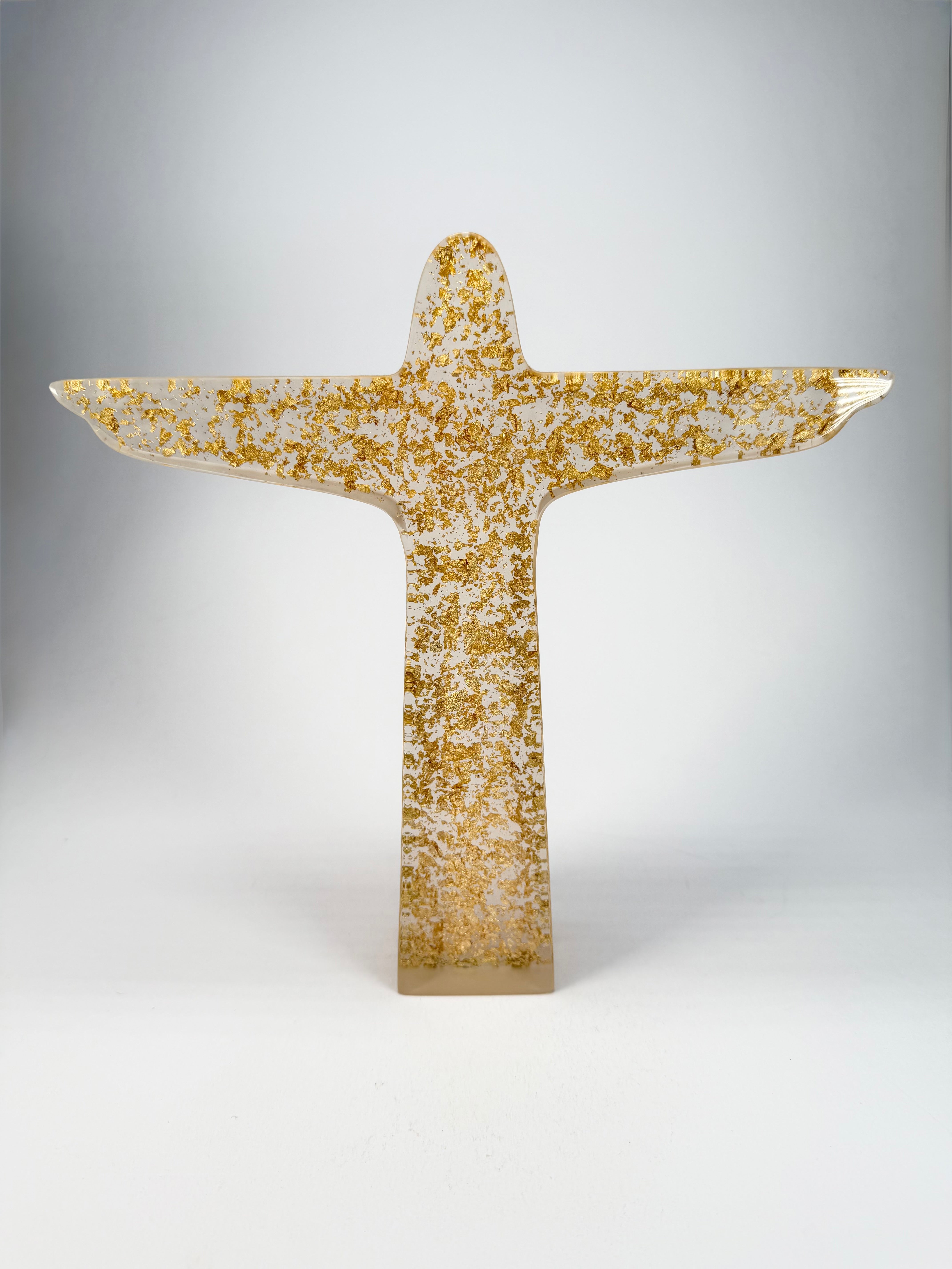 Sobral - Landmark "Cristo" Metalique Cristal & Gold Extra Large 28cm Statue Ornament ( 004015 )