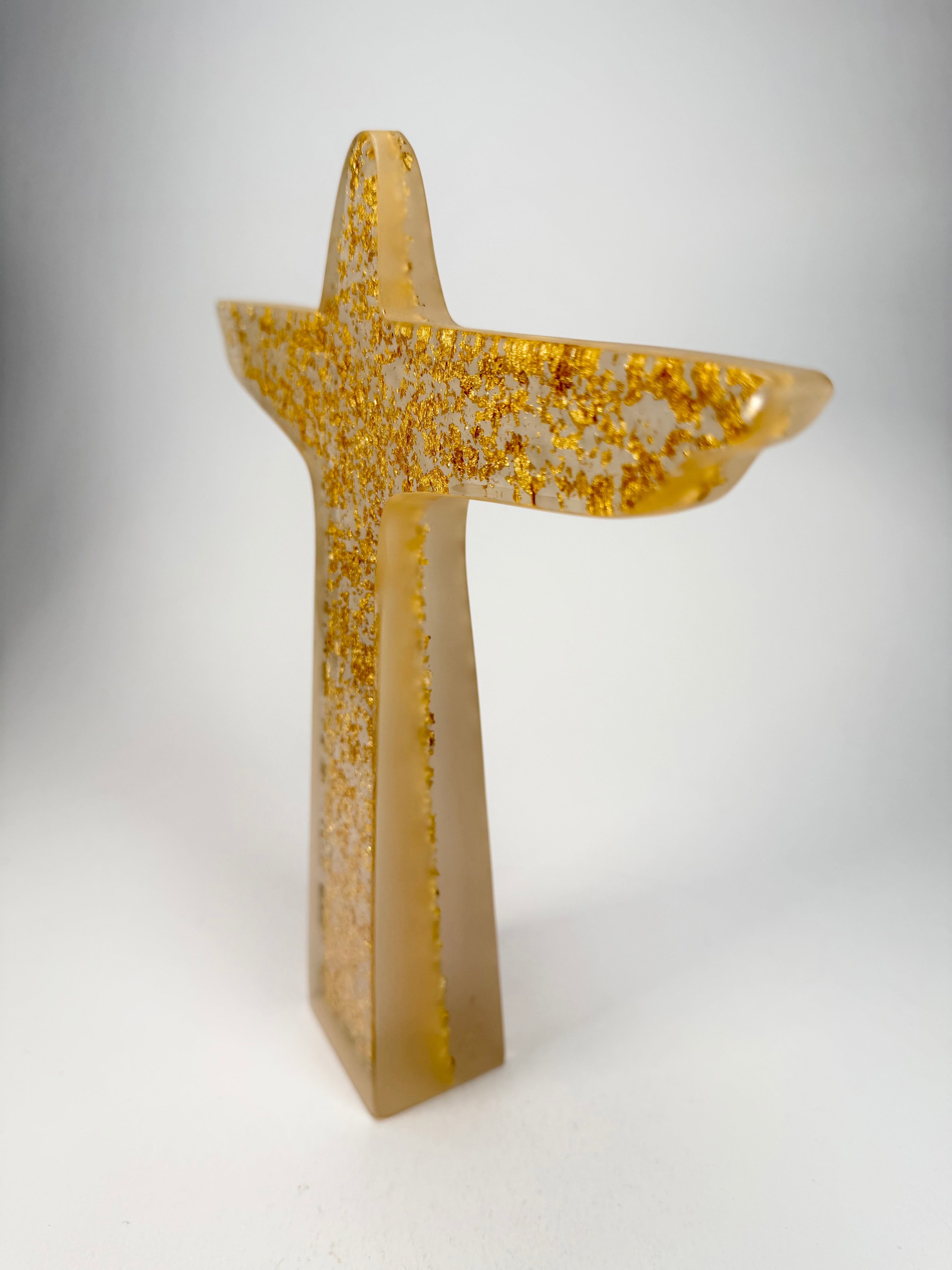 Sobral - Landmark "Cristo" Metalique Cristal & Gold Extra Large 28cm Statue Ornament ( 004015 )