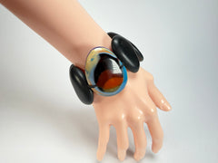 Sobral - Multi-Colour "Inspiração" K Matte Black Elasticated Resin Bracelet ( 003595 )