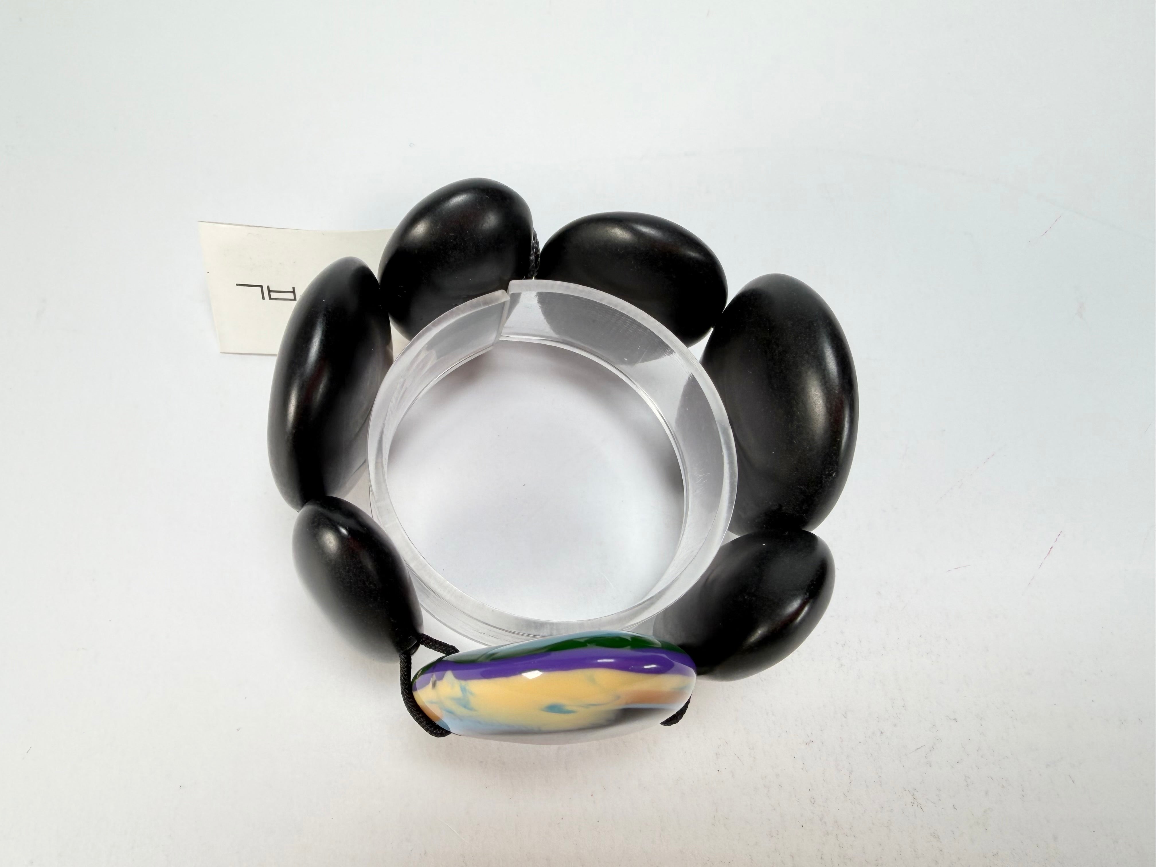 Sobral - Multi-Colour "Inspiração" K Matte Black Elasticated Resin Bracelet ( 003595 )