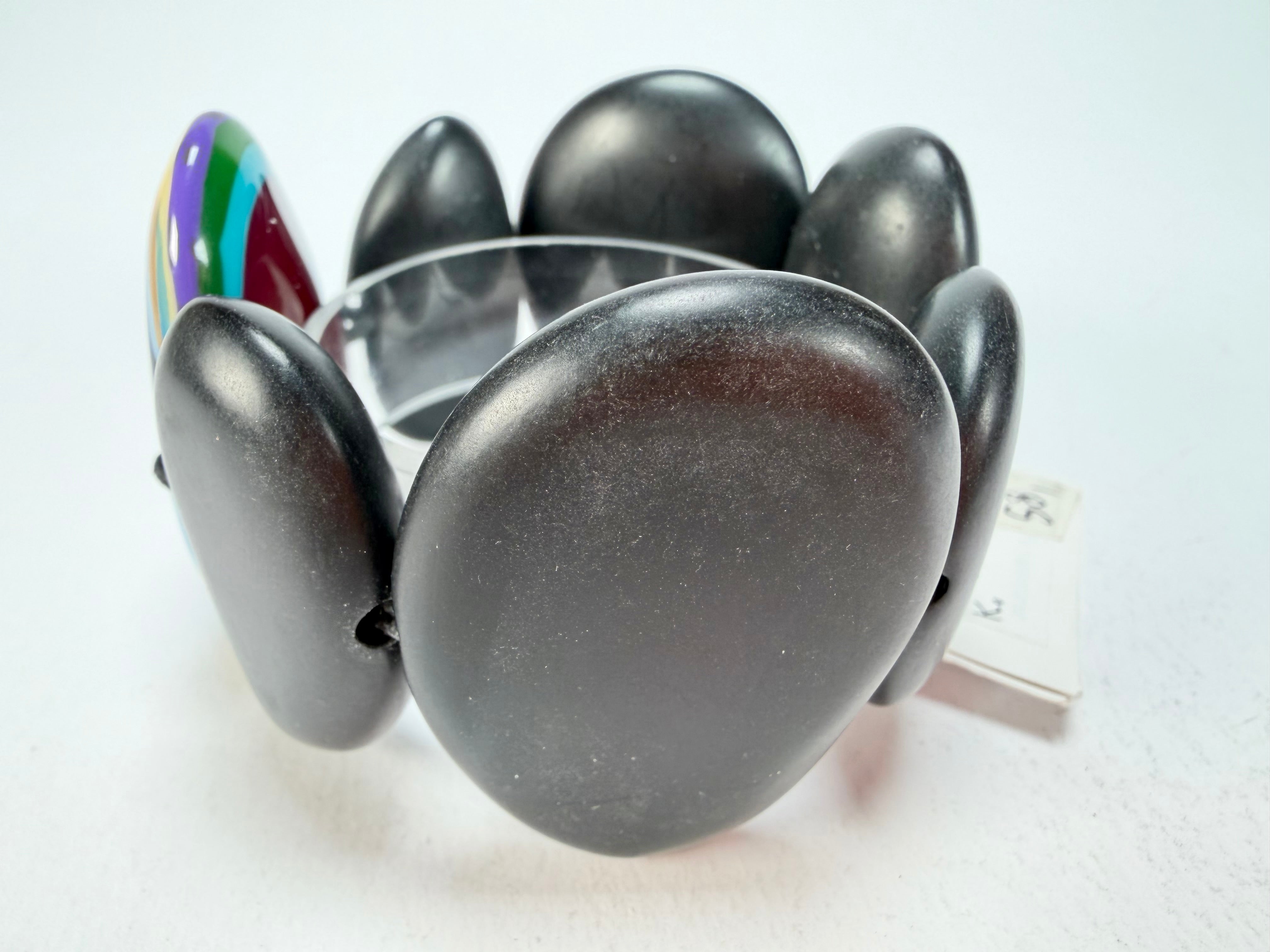 Sobral - Multi-Colour "Inspiração" K Matte Black Elasticated Resin Bracelet ( 003595 )