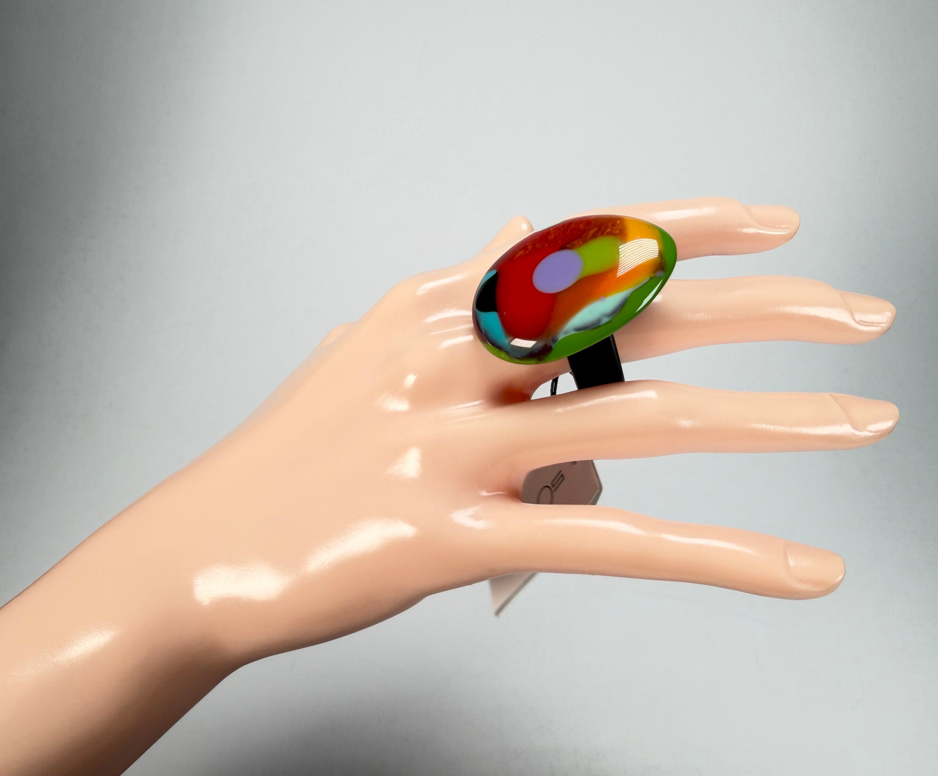 Sobral - Multi-Colour "K" Resin Ring ( 005146 ) - Size UK U / US 10