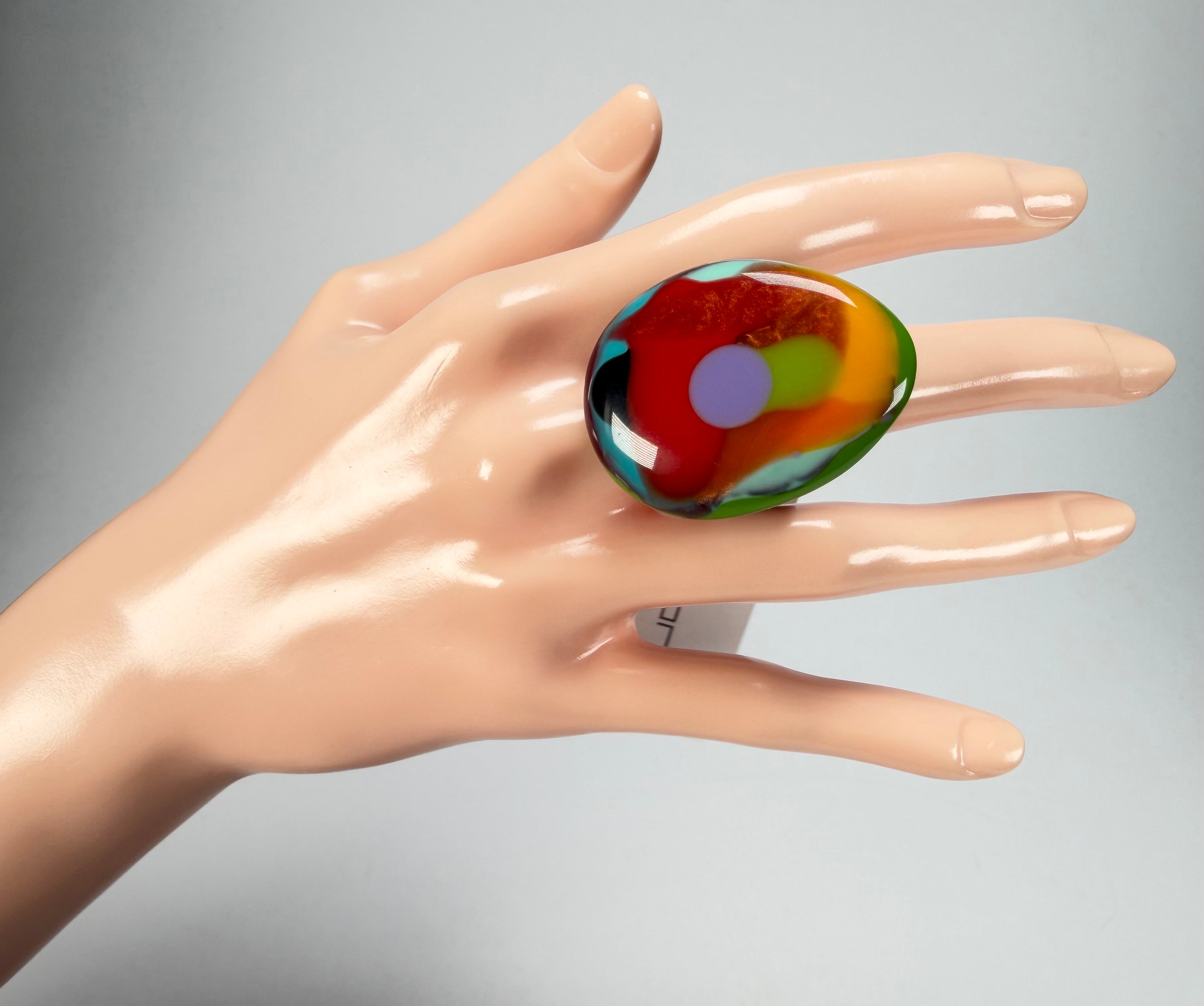 Sobral - Multi-Colour "K" Resin Ring ( 005146 ) - Size UK U / US 10