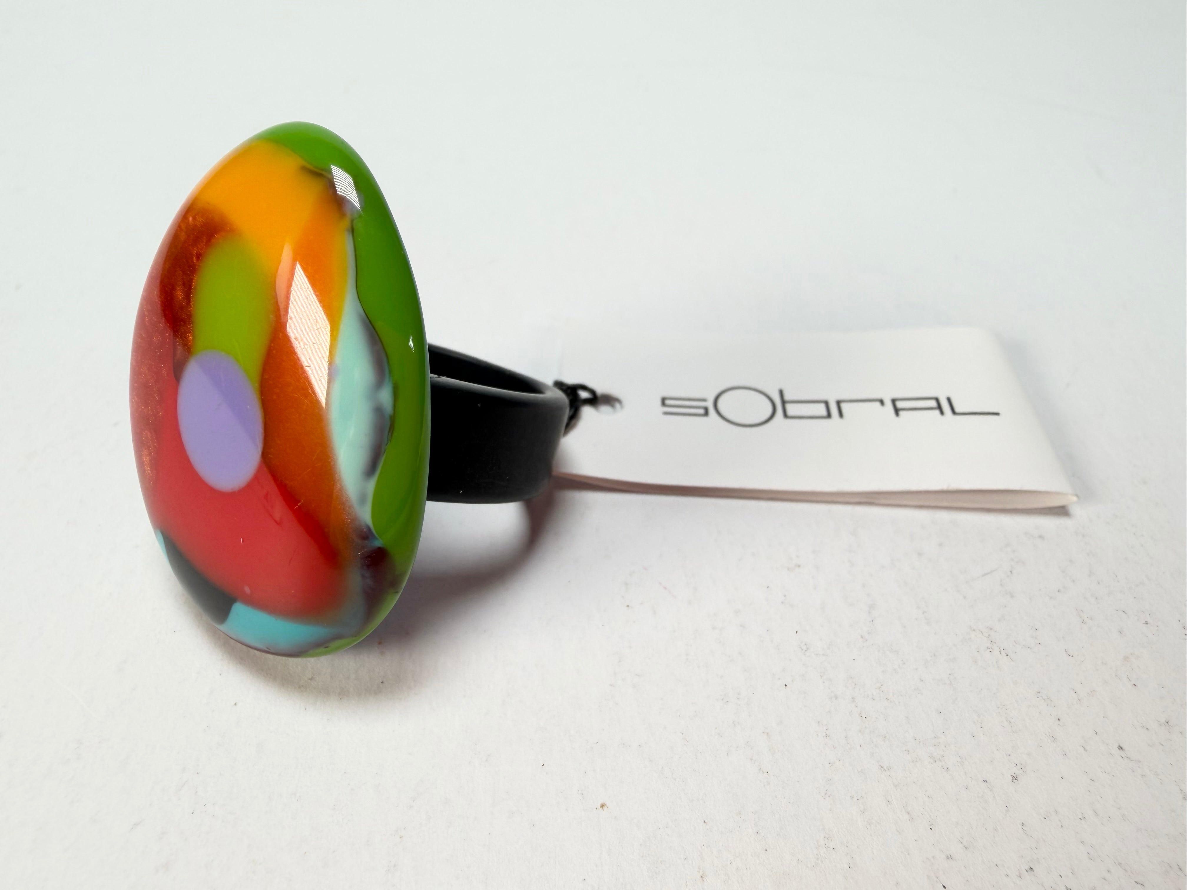 Sobral - Multi-Colour "K" Resin Ring ( 005146 ) - Size UK U / US 10