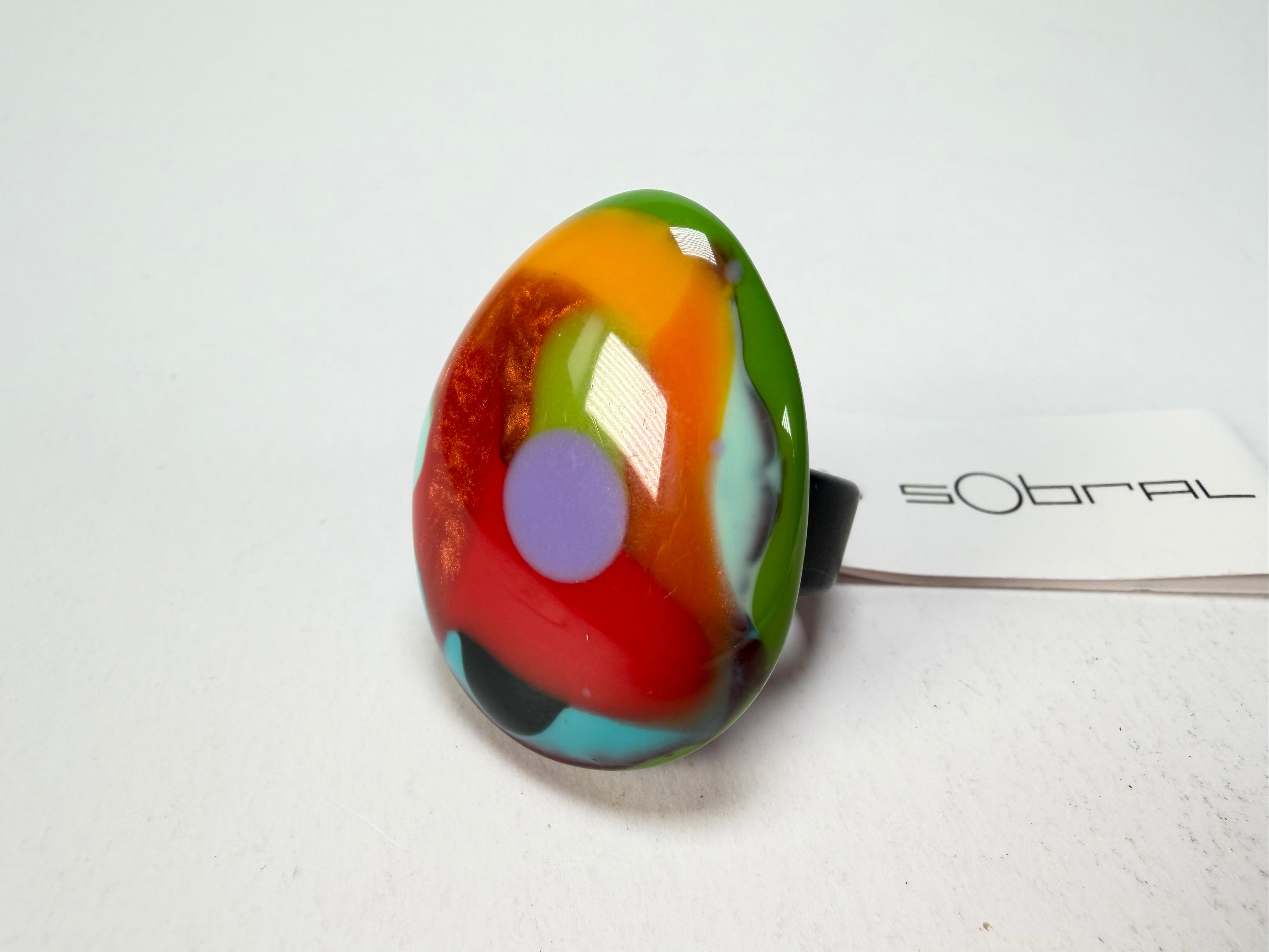 Sobral - Multi-Colour "K" Resin Ring ( 005146 ) - Size UK U / US 10