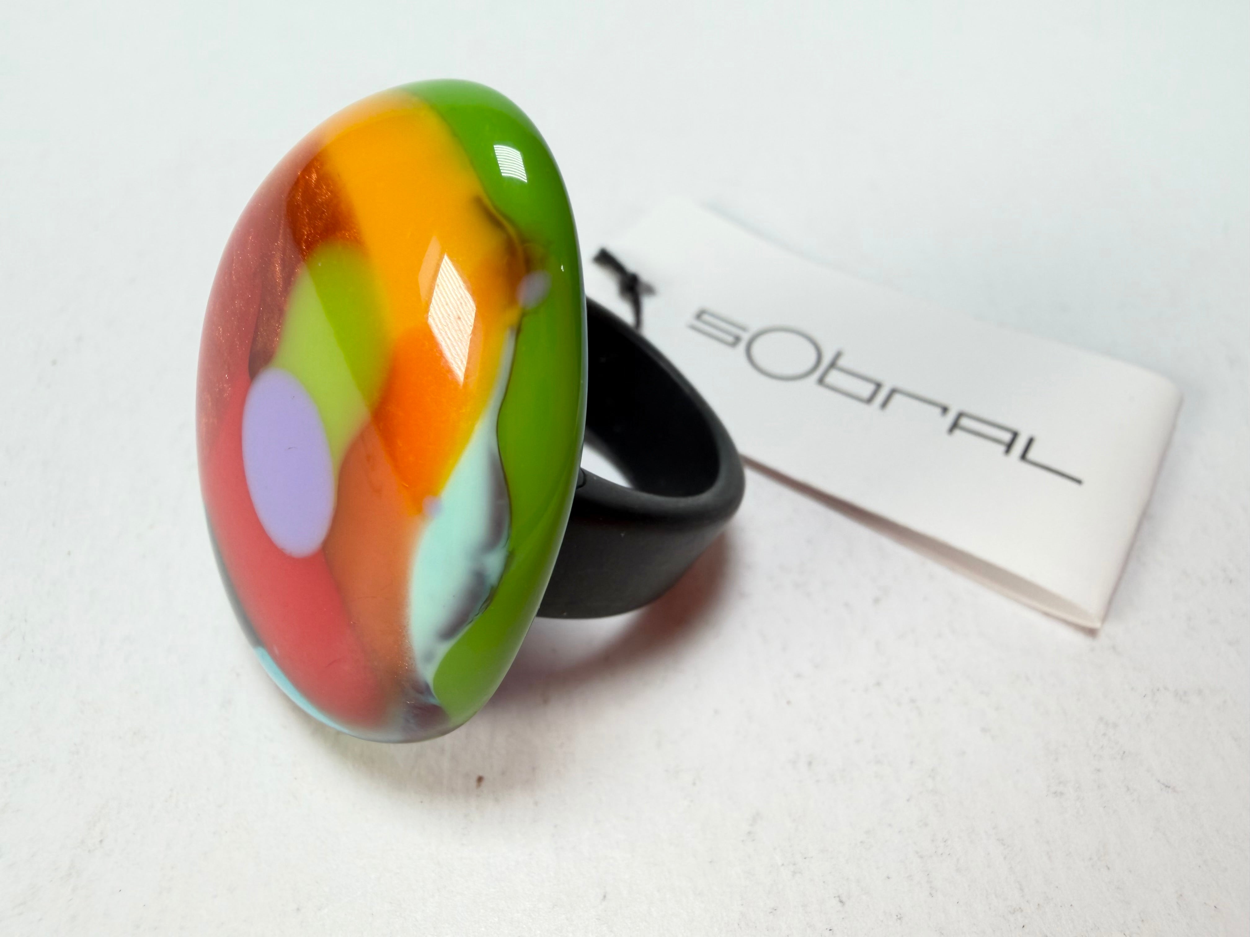 Sobral - Multi-Colour "K" Resin Ring ( 005146 ) - Size UK U / US 10