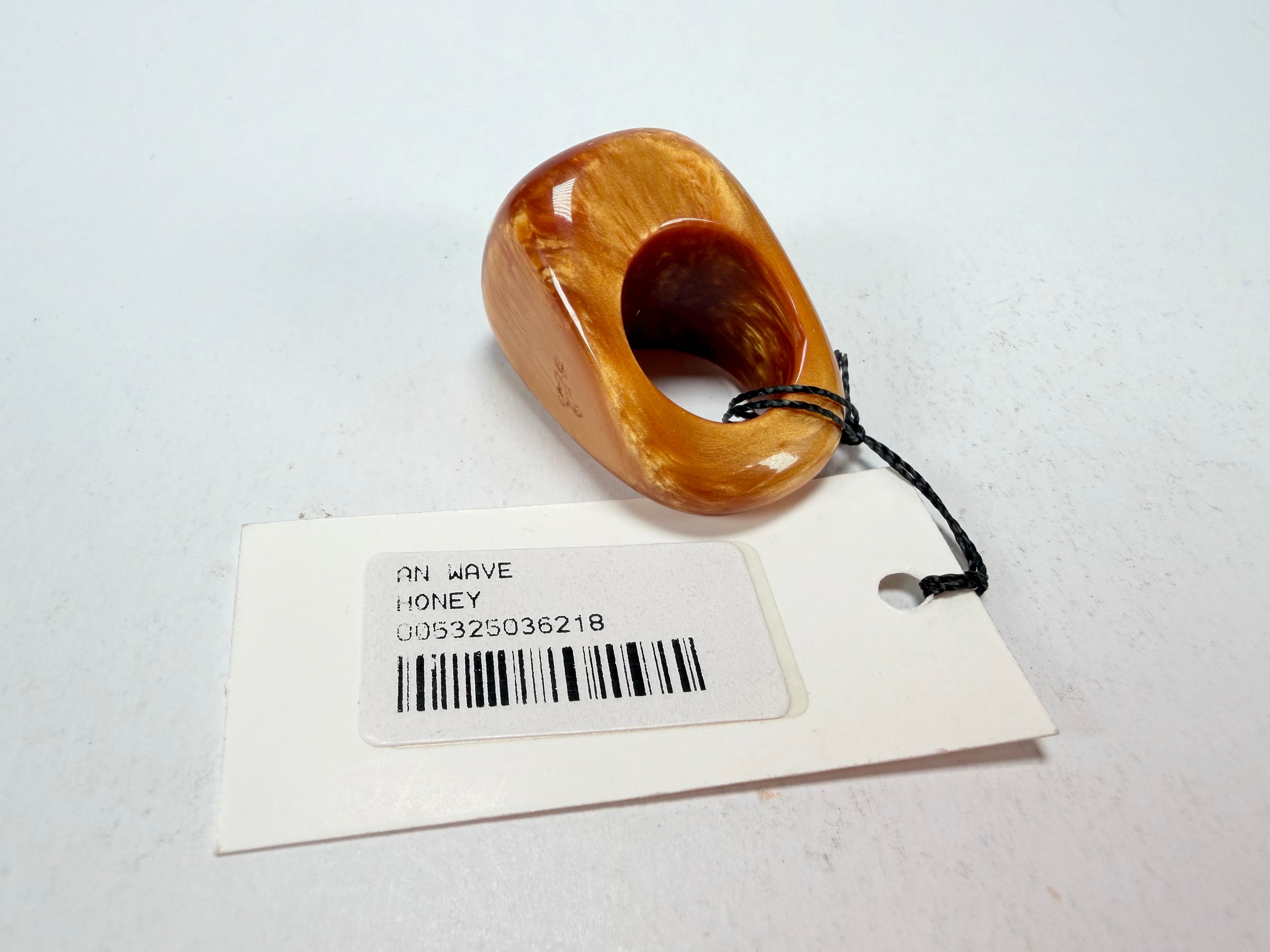 Sobral - Honey "Wave" Resin Ring ( 005325 ) - Size UK P / US 7.5