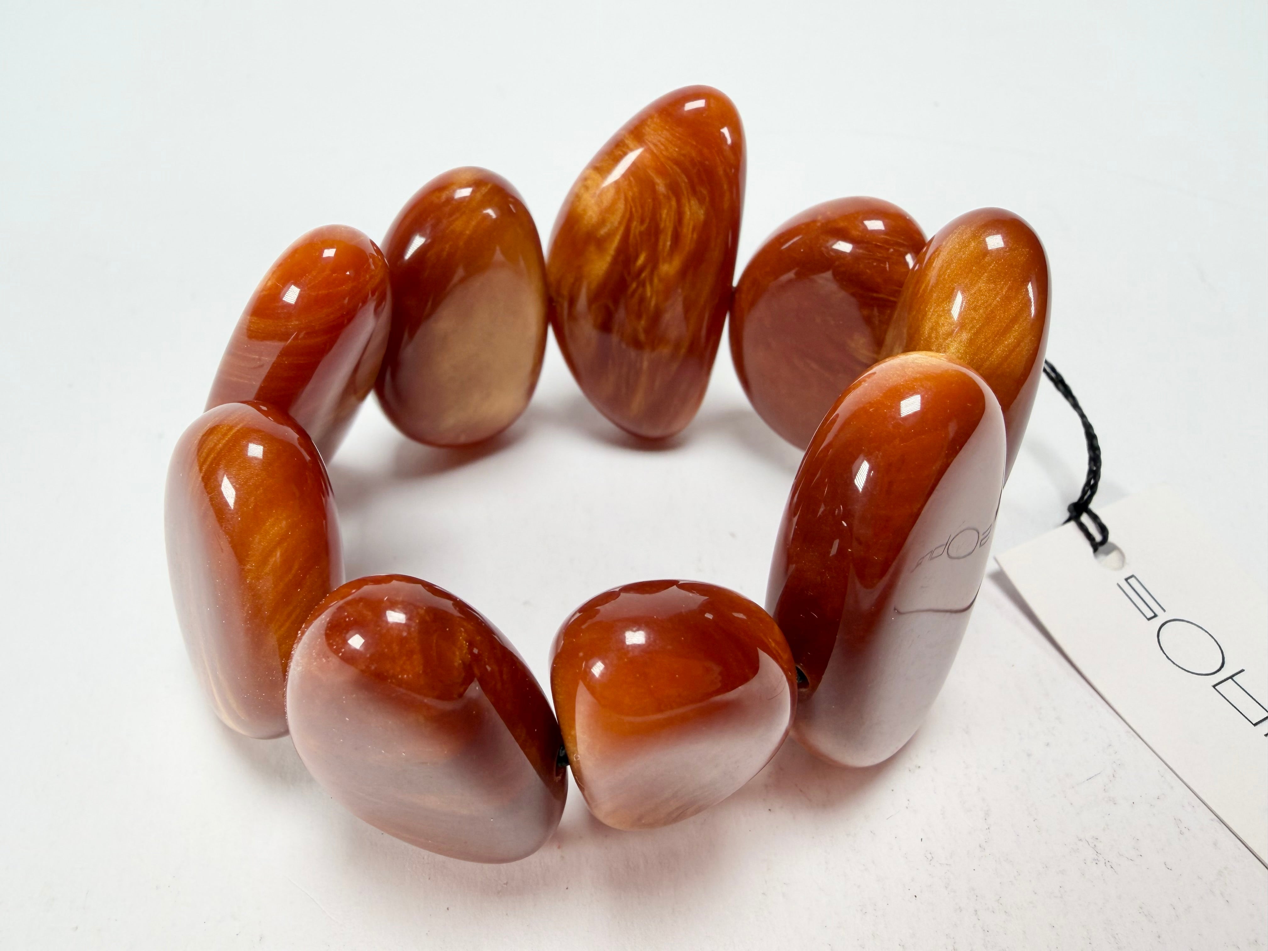 Sobral - Honey "Onda" Elasticated Resin Bracelet ( 005329 )