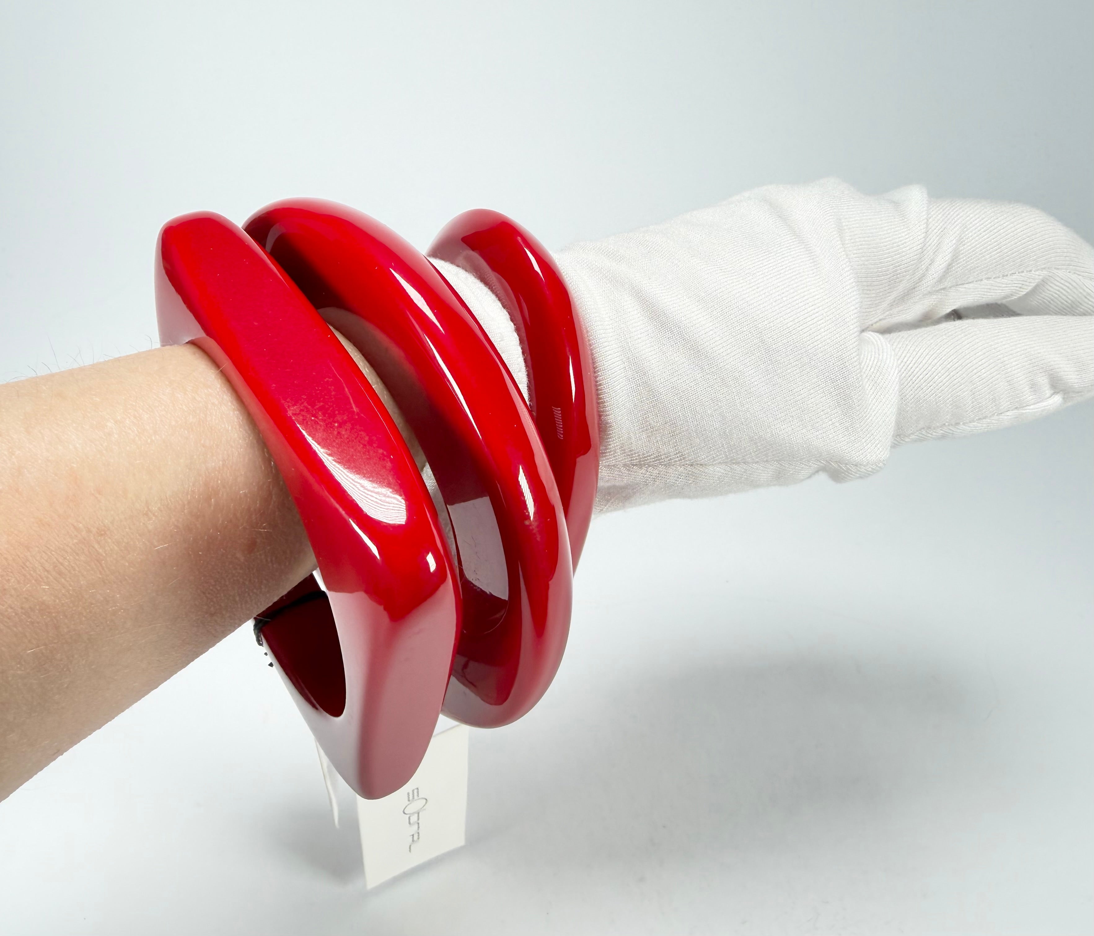 Sobral - Studio "Stacker " 3 Red Resin Solid Bangle Set ( 005161 )