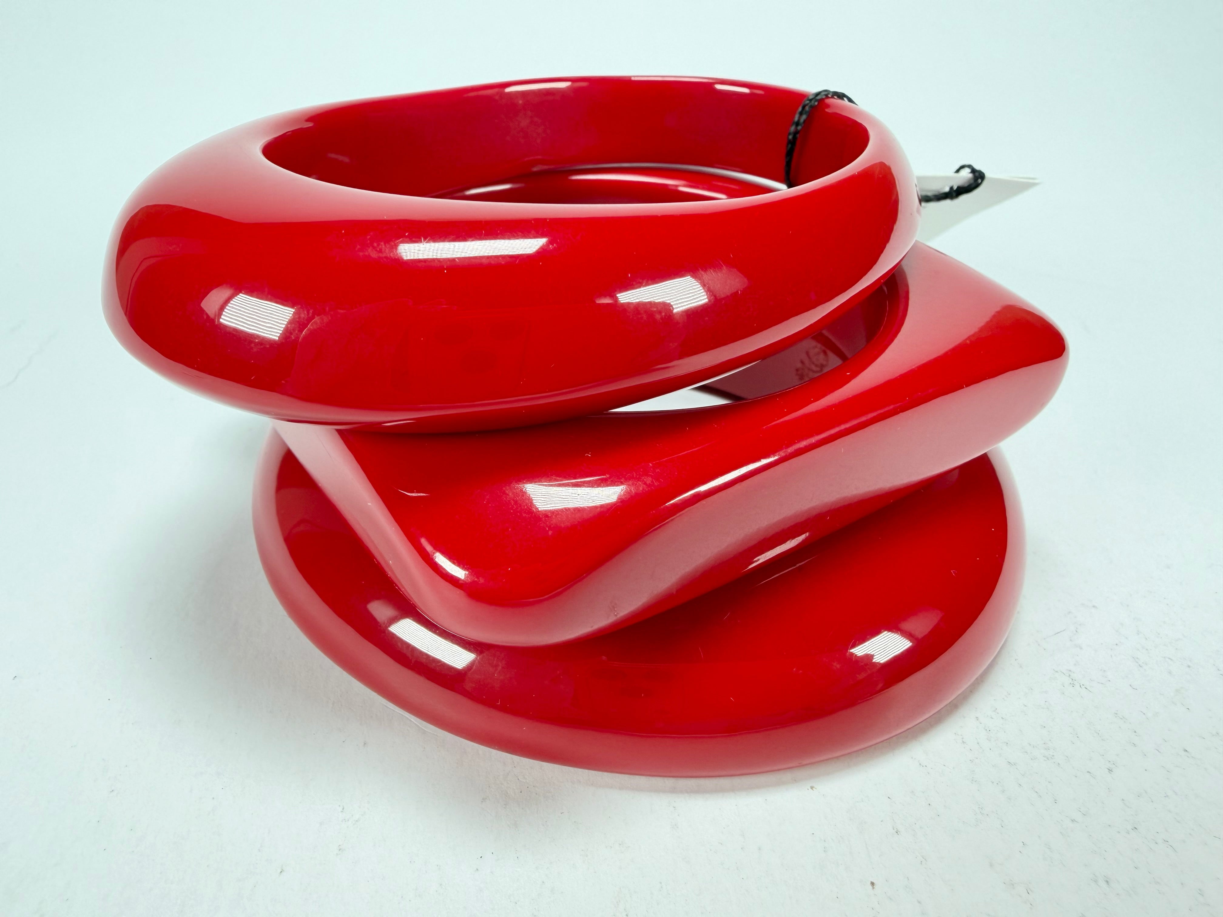 Sobral - Studio "Stacker " 3 Red Resin Solid Bangle Set ( 005161 )
