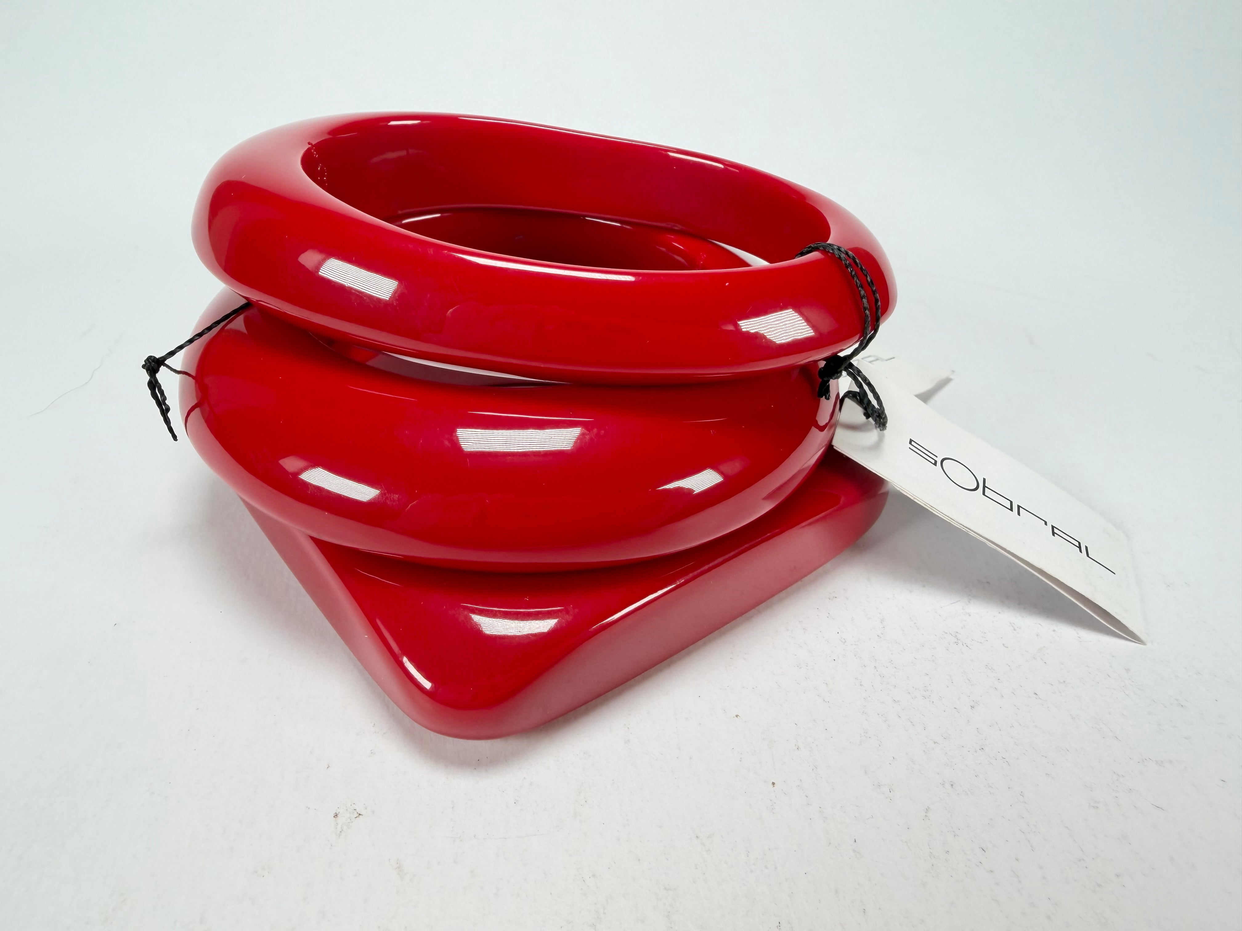 Sobral - Studio "Stacker " 3 Red Resin Solid Bangle Set ( 005161 )