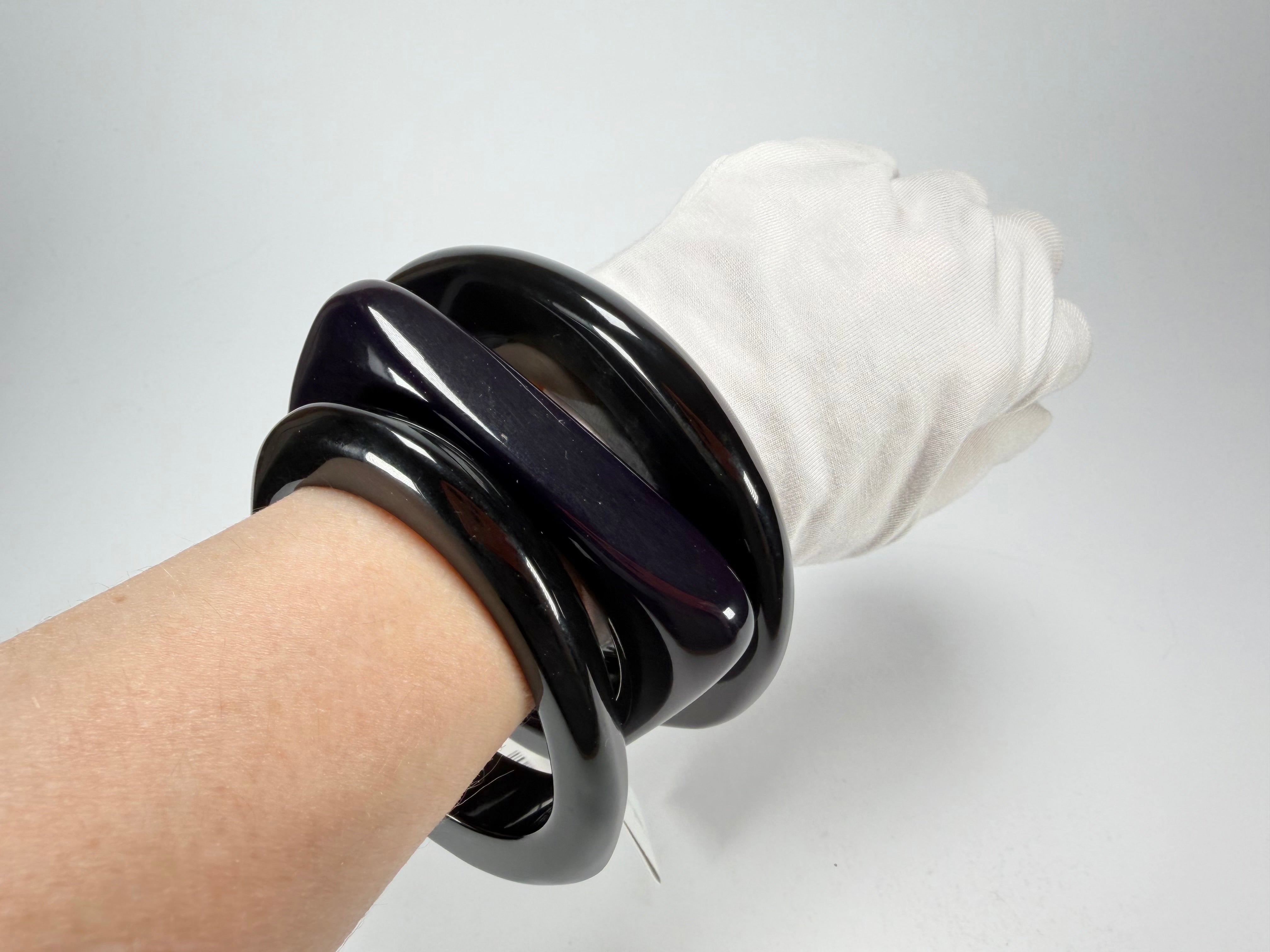 Sobral - Studio "Stacker " 3 Black Resin Solid Bangle Set ( 005161 )