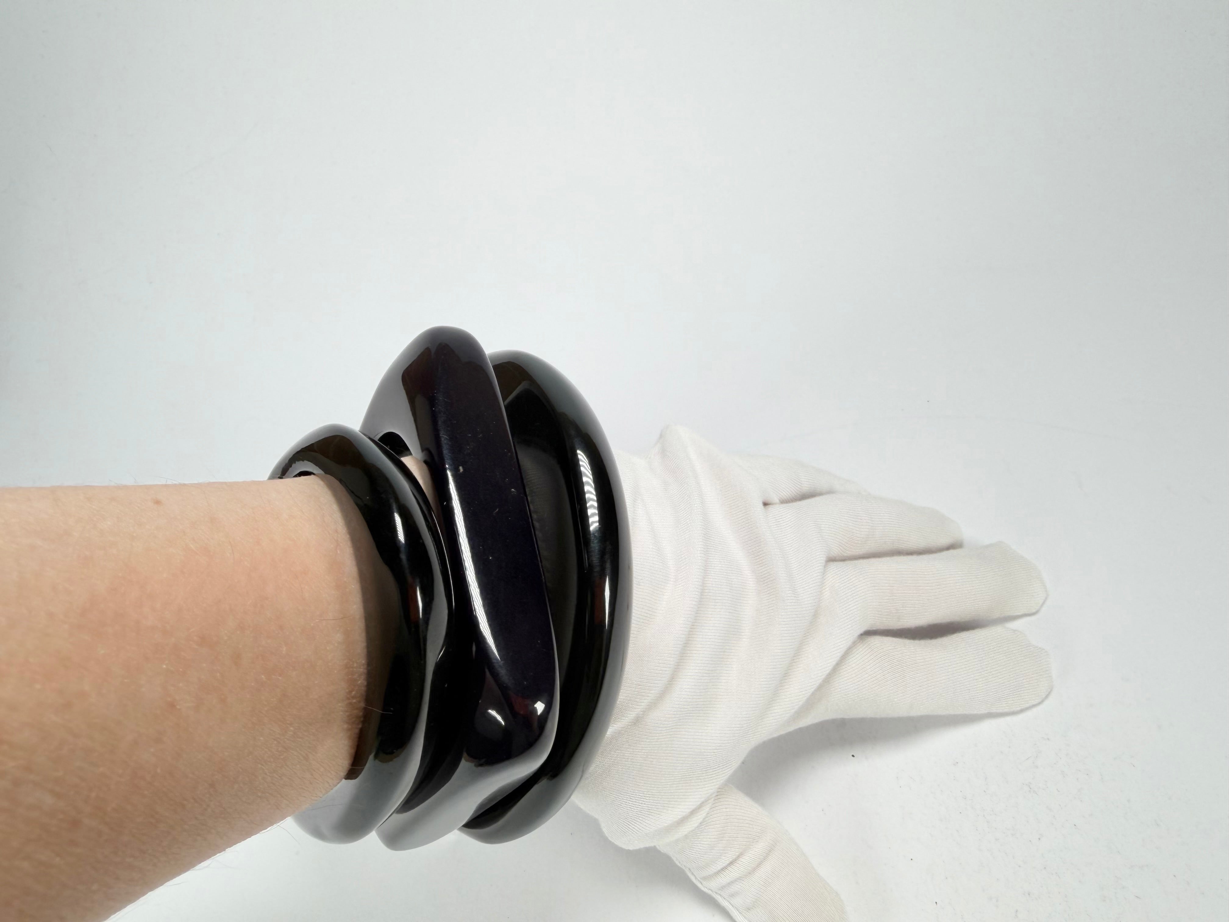 Sobral - Studio "Stacker " 3 Black Resin Solid Bangle Set ( 005161 )
