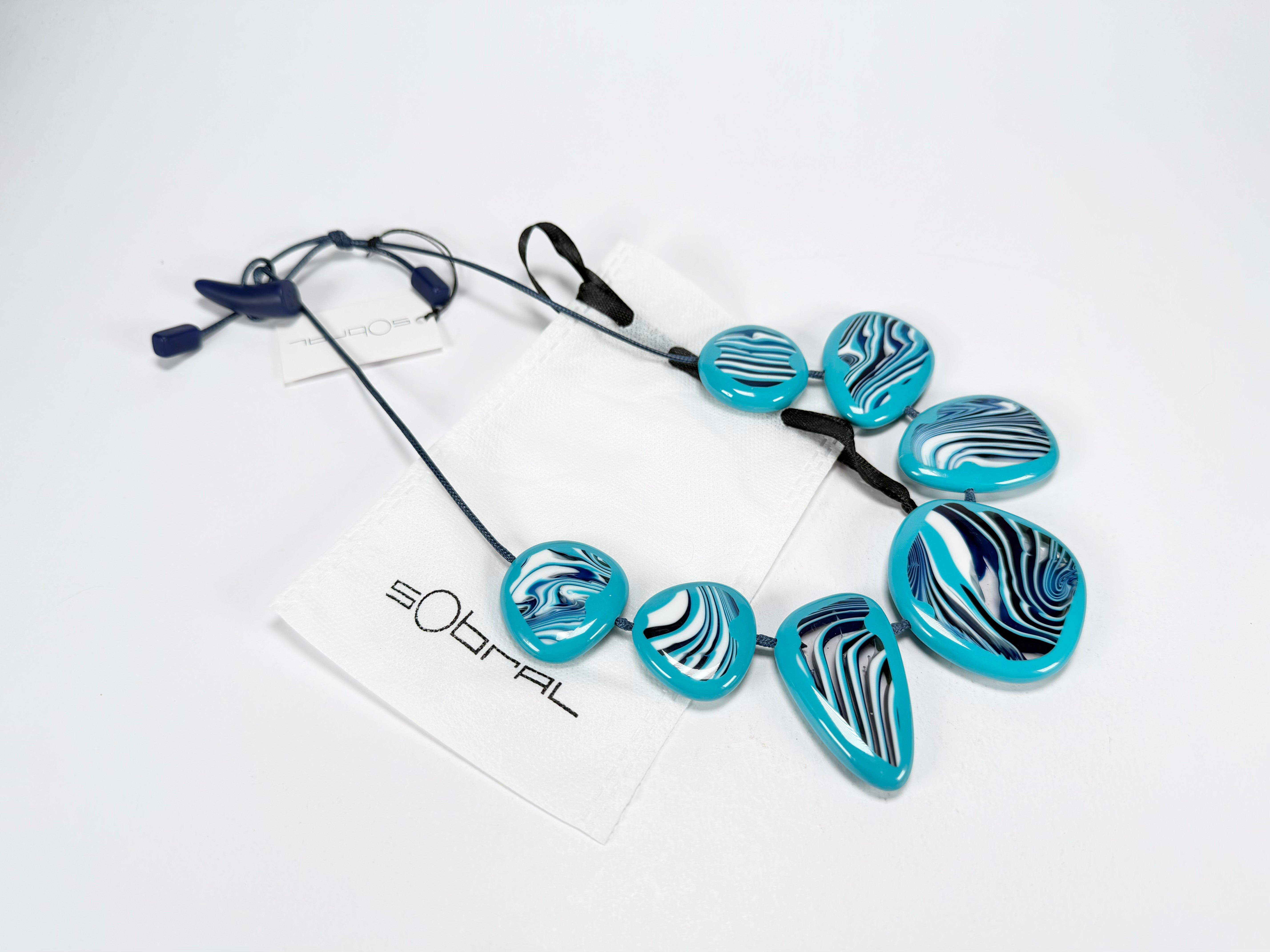 Sobral - Studio Creation "Aqua Zebra Print" Resin Necklace ( 000000 )