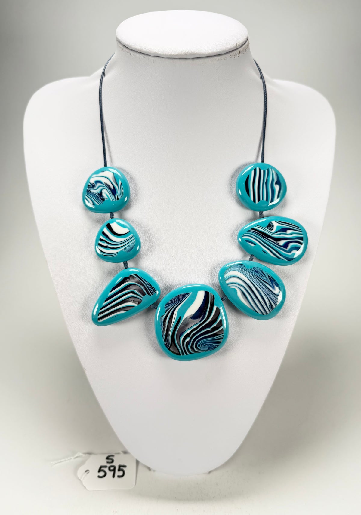 Sobral - Studio Creation "Aqua Zebra Print" Resin Necklace ( 000000 )