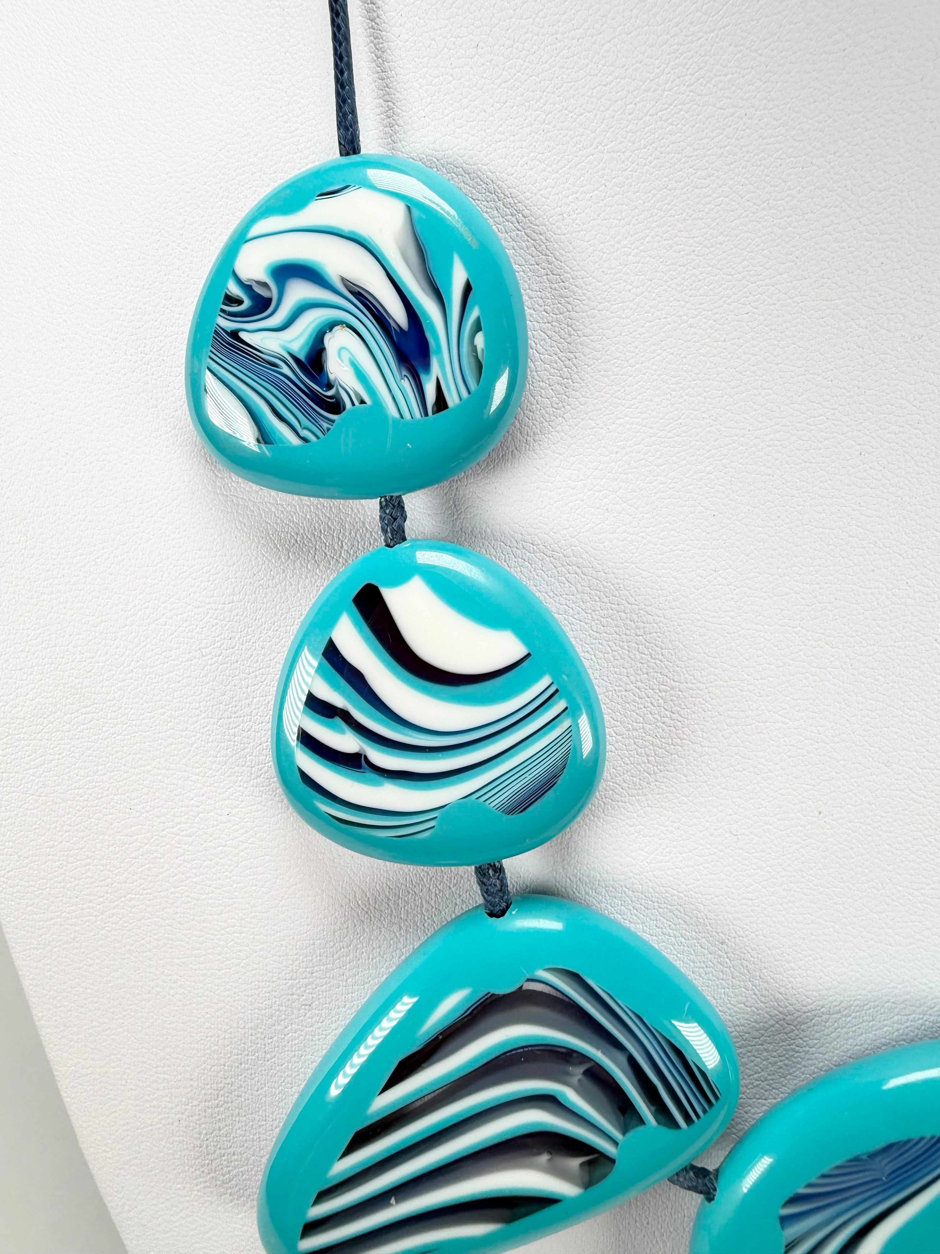 Sobral - Studio Creation "Aqua Zebra Print" Resin Necklace ( 000000 )