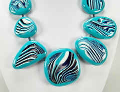 Sobral - Studio Creation "Aqua Zebra Print" Resin Necklace ( 000000 )