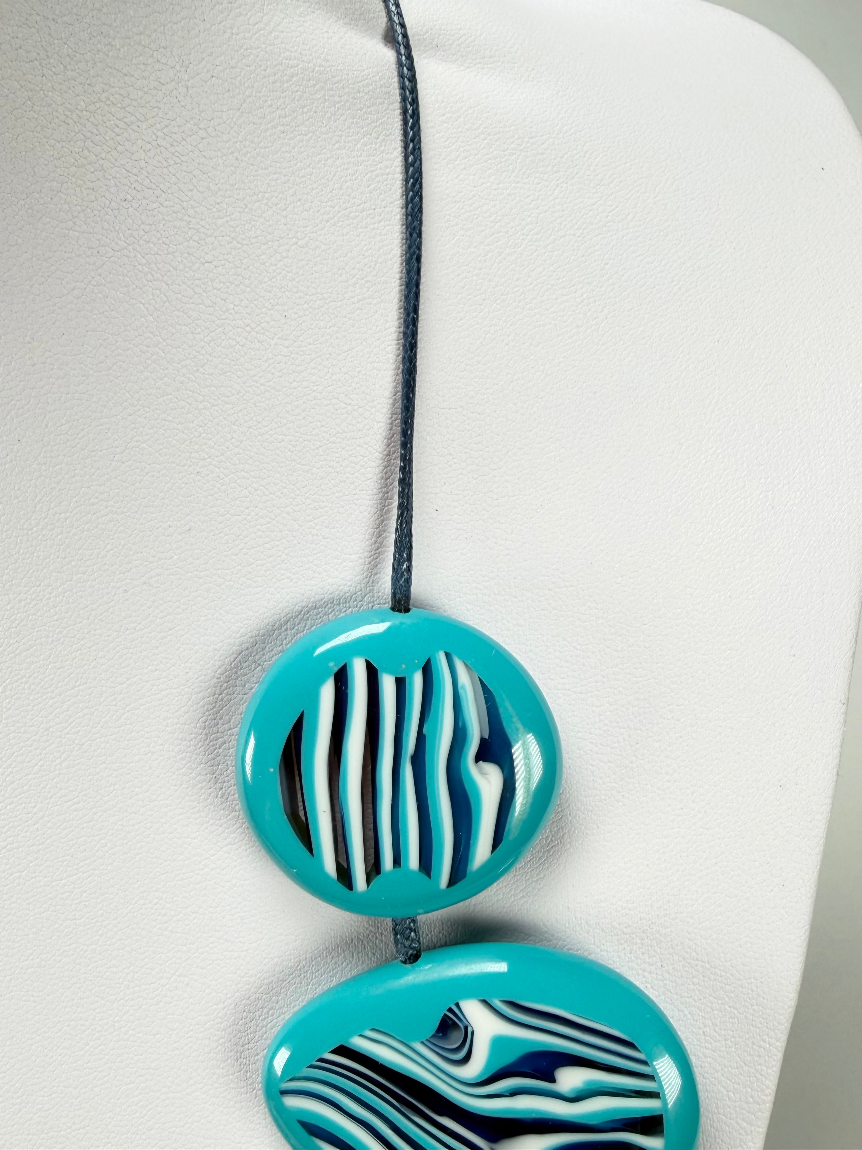 Sobral - Studio Creation "Aqua Zebra Print" Resin Necklace ( 000000 )