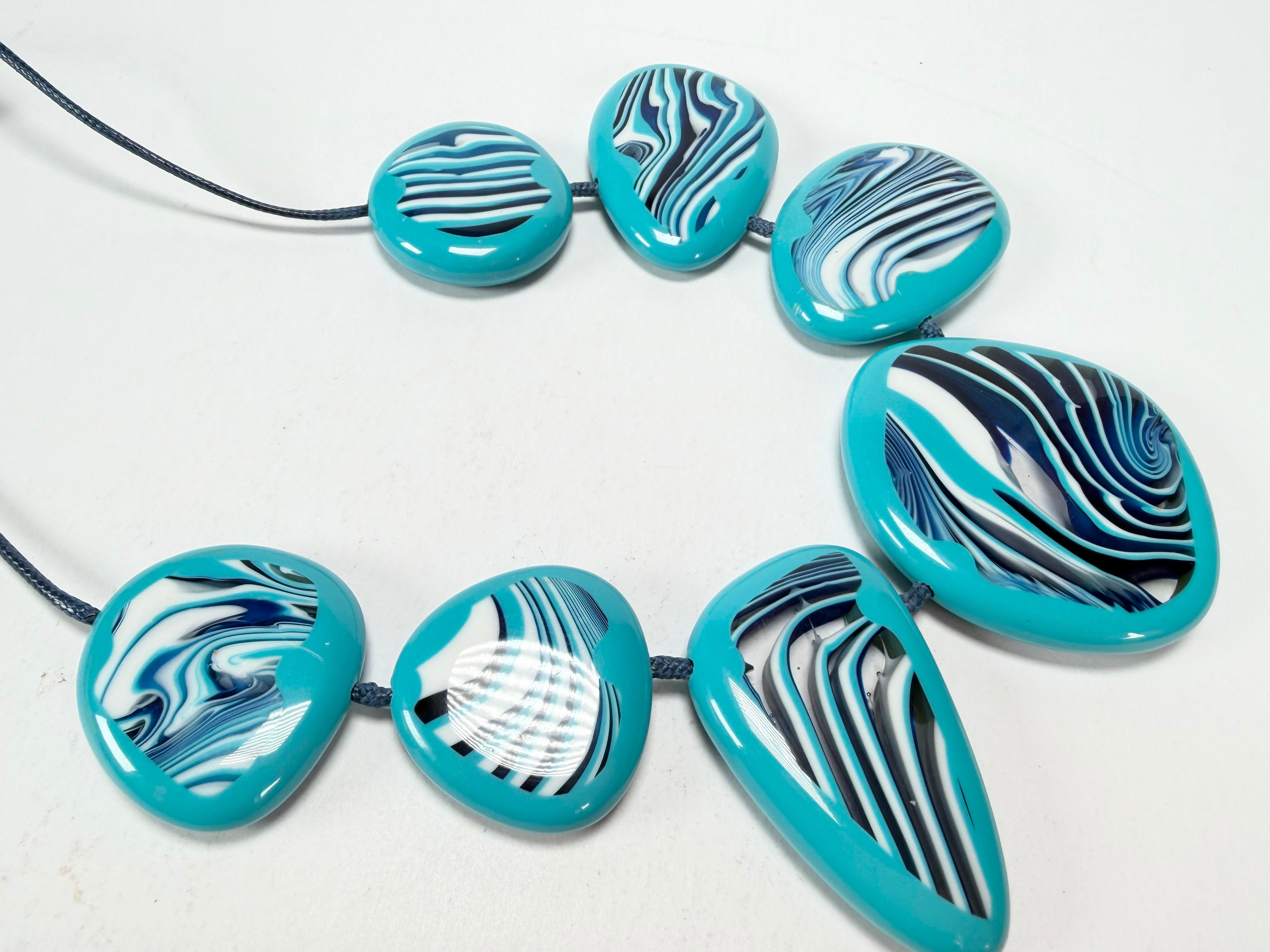 Sobral - Studio Creation "Aqua Zebra Print" Resin Necklace ( 000000 )