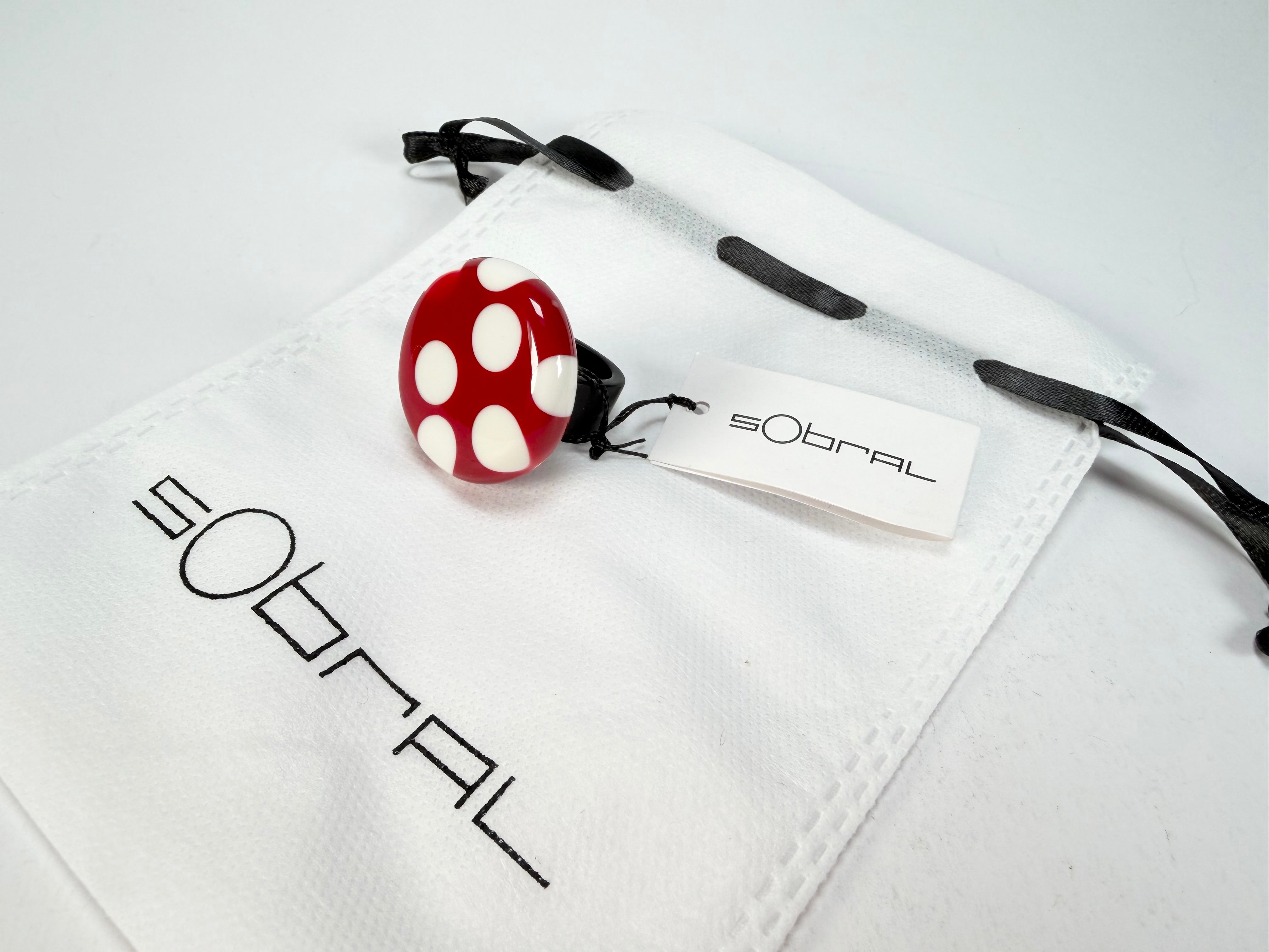 Sobral - Dots "Dots" Red & White Resin Ring ( 005354 ) - Size UK Q / US 8