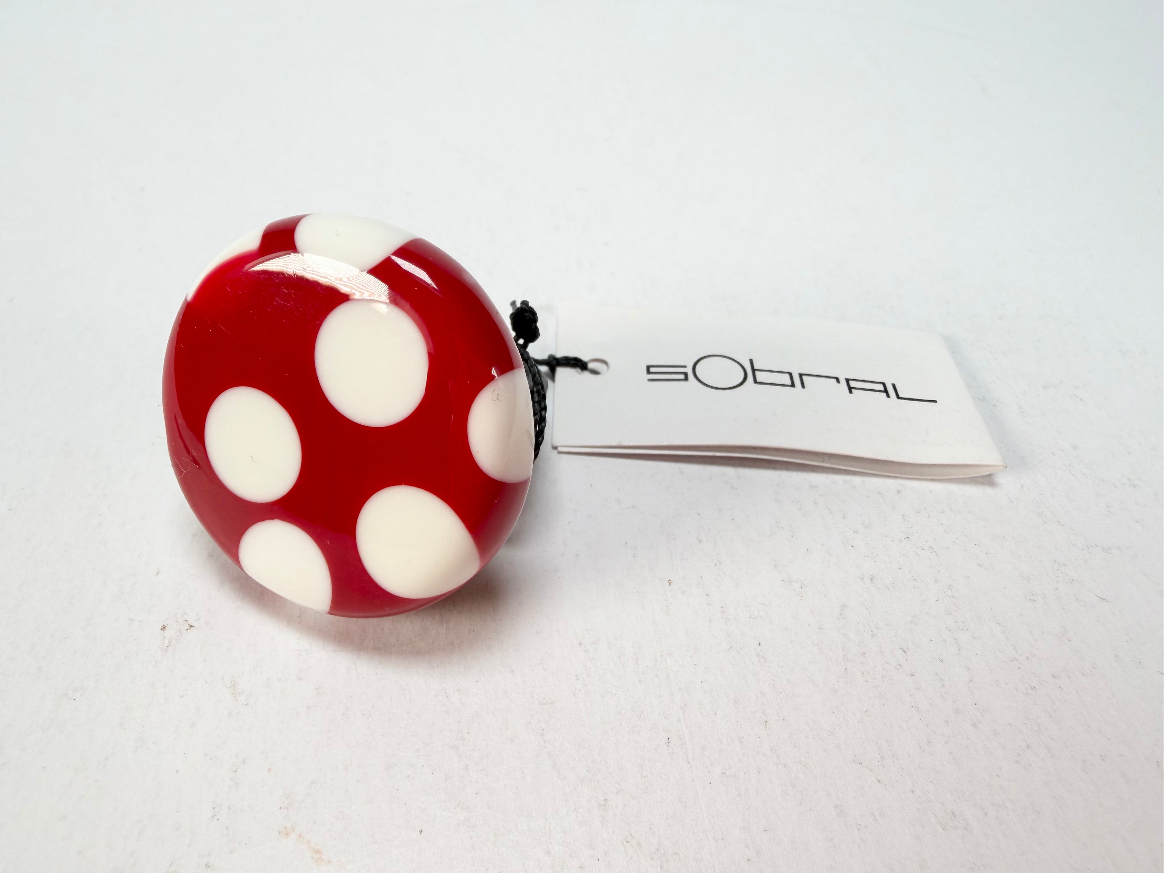 Sobral - Dots "Dots" Red & White Resin Ring ( 005354 ) - Size UK Q / US 8