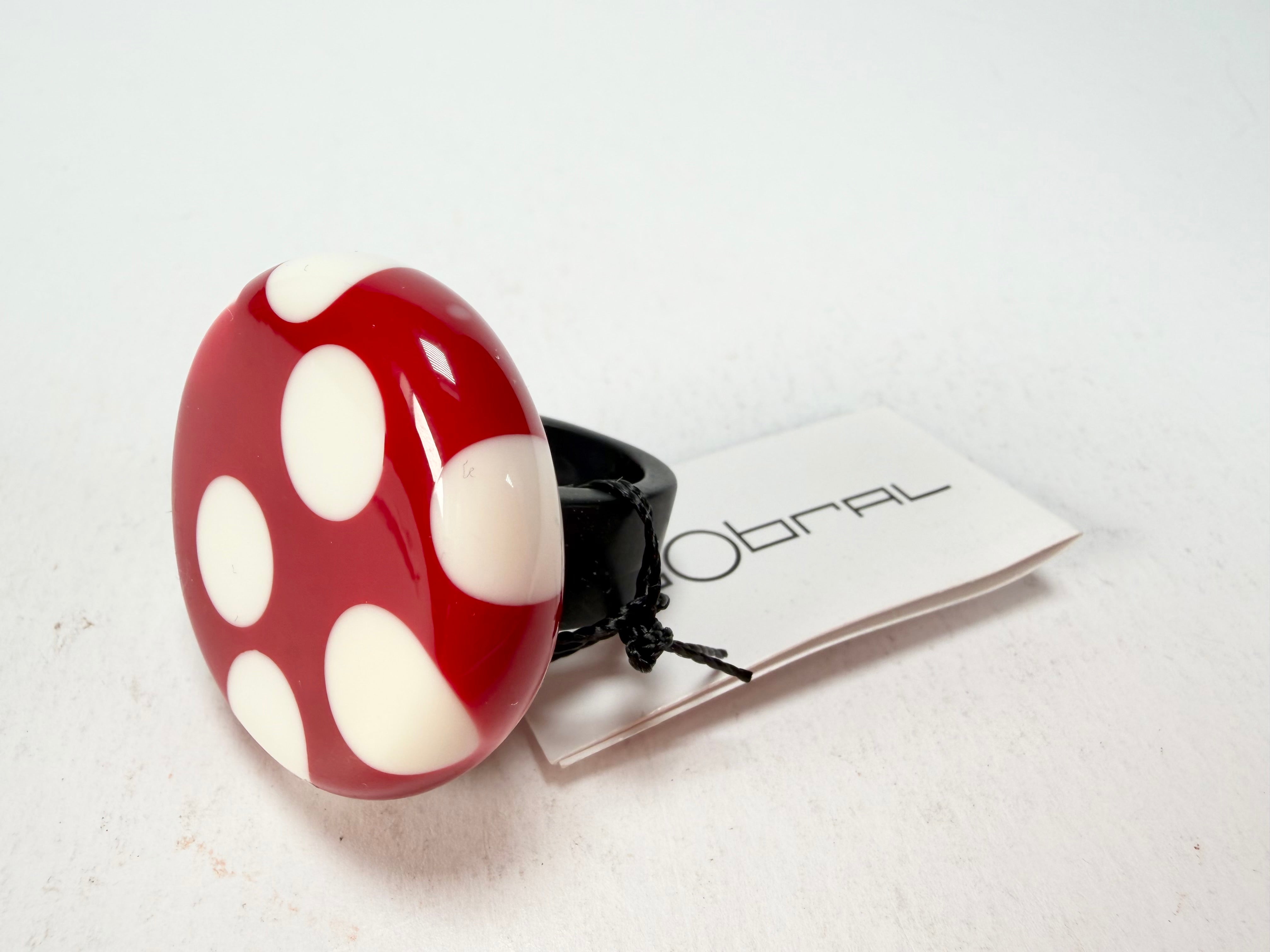 Sobral - Dots "Dots" Red & White Resin Ring ( 005354 ) - Size UK Q / US 8