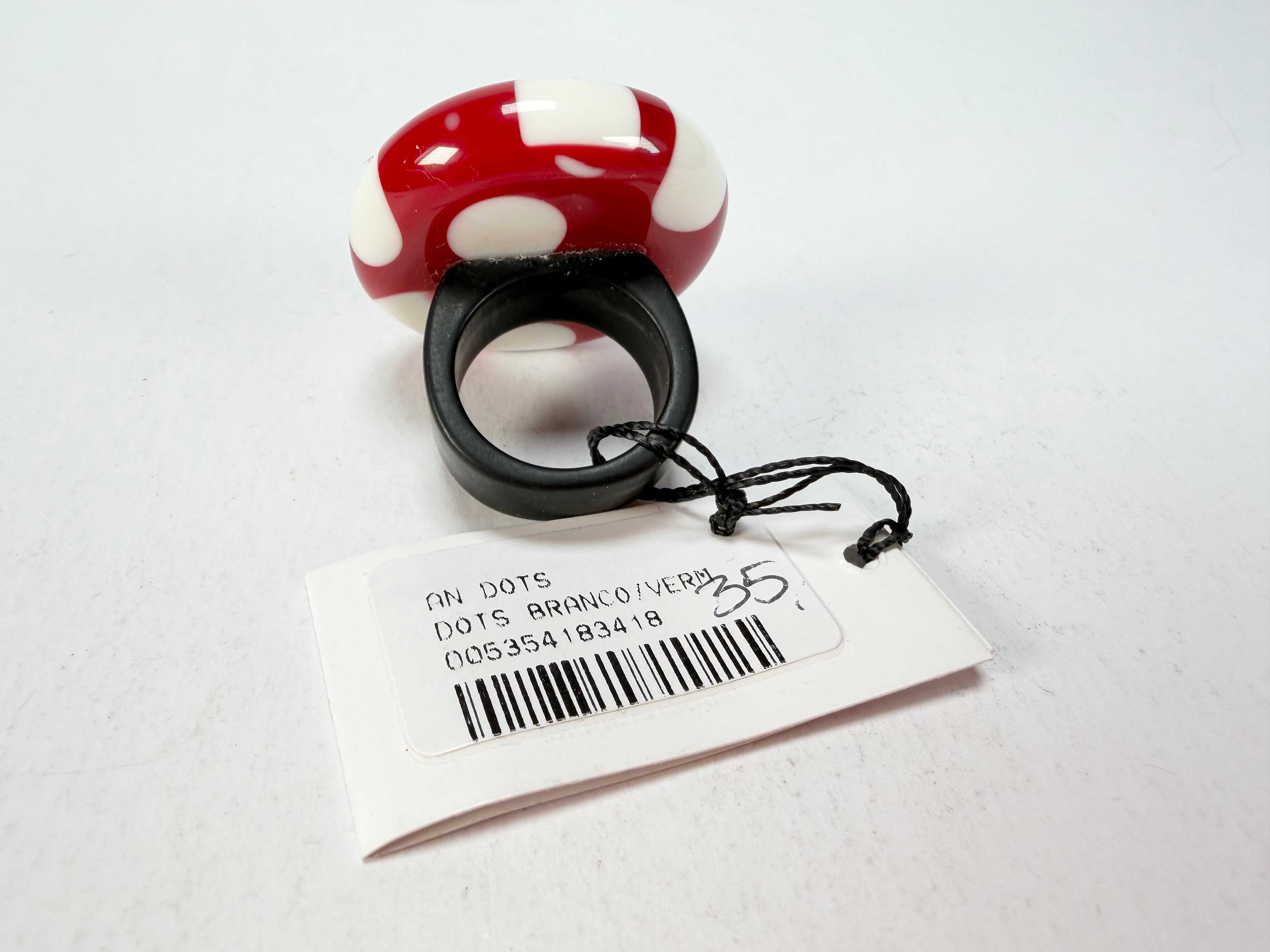 Sobral - Dots "Dots" Red & White Resin Ring ( 005354 ) - Size UK Q / US 8