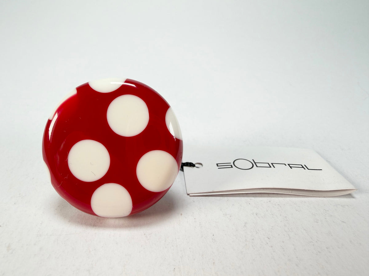 Sobral - Dots "Dots" Red & White Resin Ring ( 005354 ) - Size UK Q / US 8