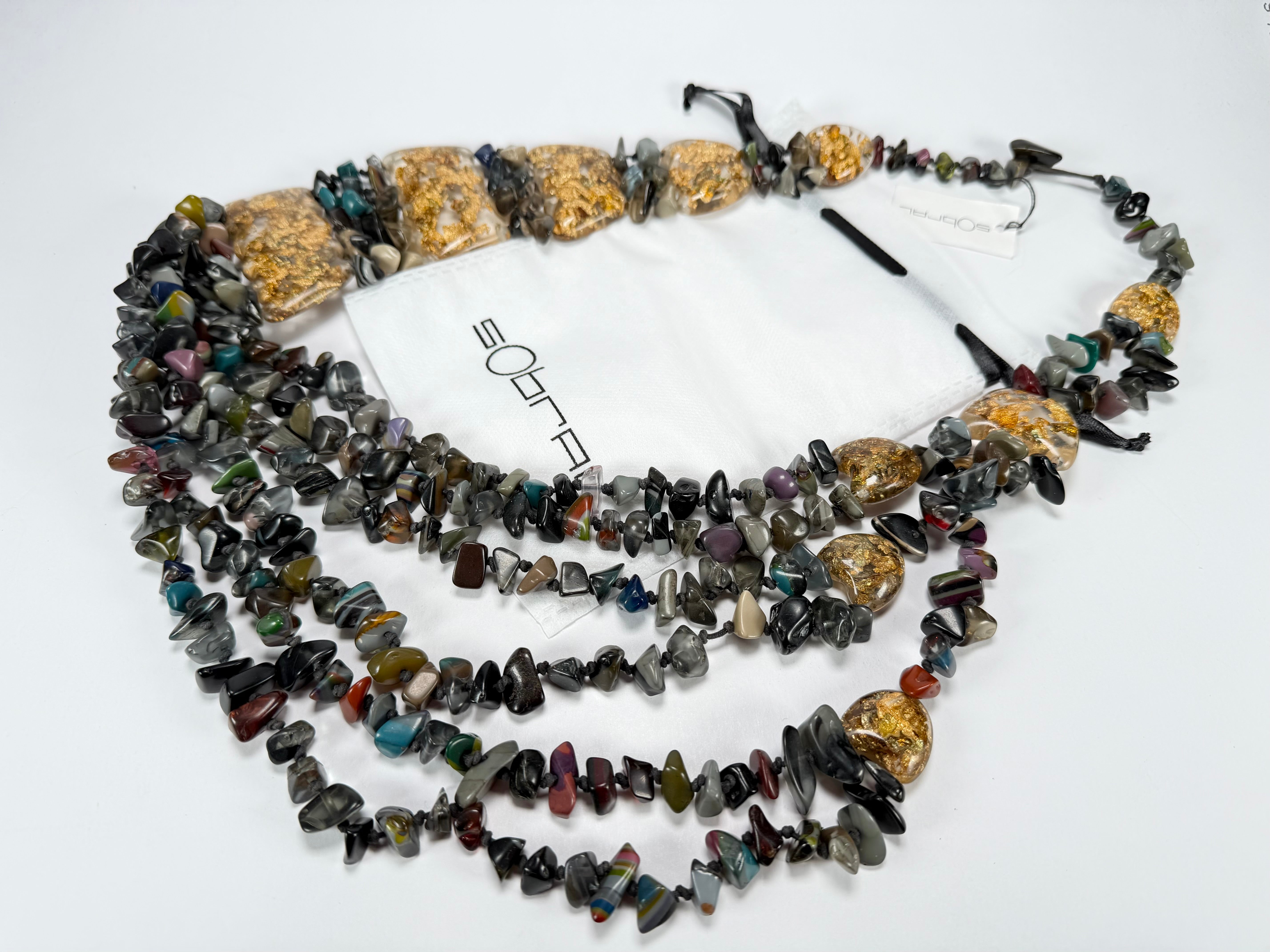 Sobral - Small Stone "Kyara" Multi Strand Resin Necklace ( 003529 )