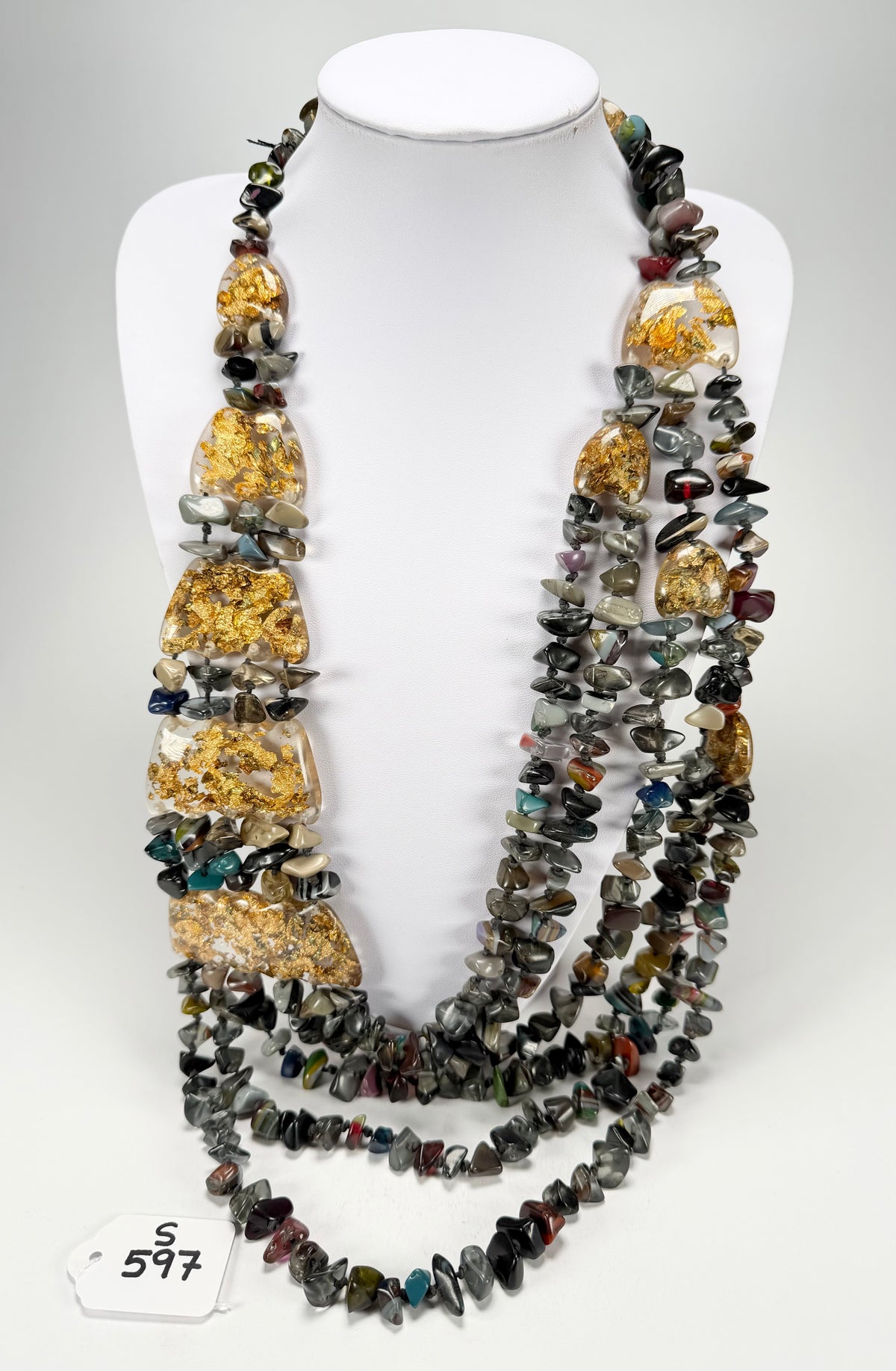 Sobral - Small Stone "Kyara" Multi Strand Resin Necklace ( 003529 )