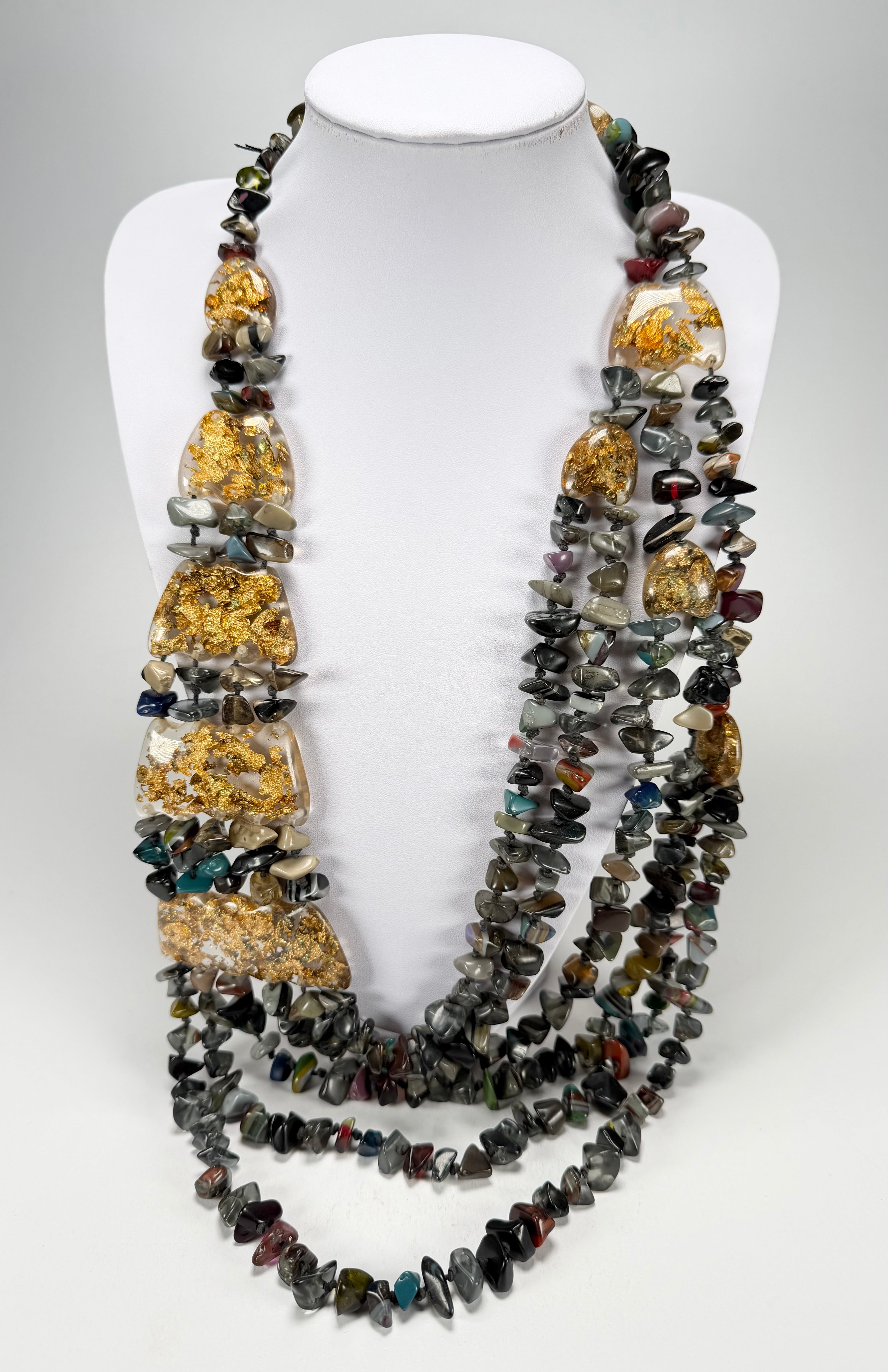 Sobral - Small Stone "Kyara" Multi Strand Resin Necklace ( 003529 )