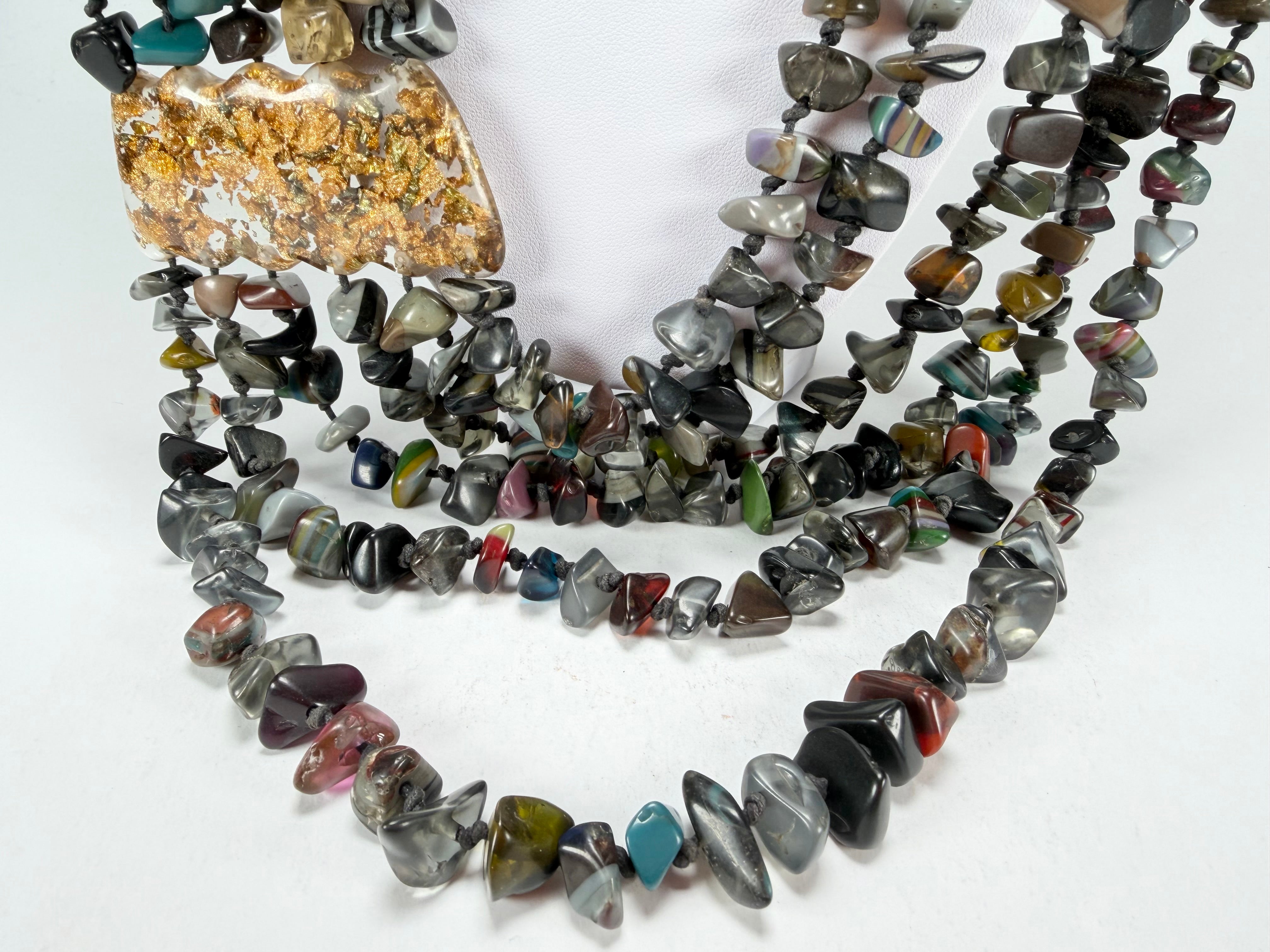Sobral - Small Stone "Kyara" Multi Strand Resin Necklace ( 003529 )
